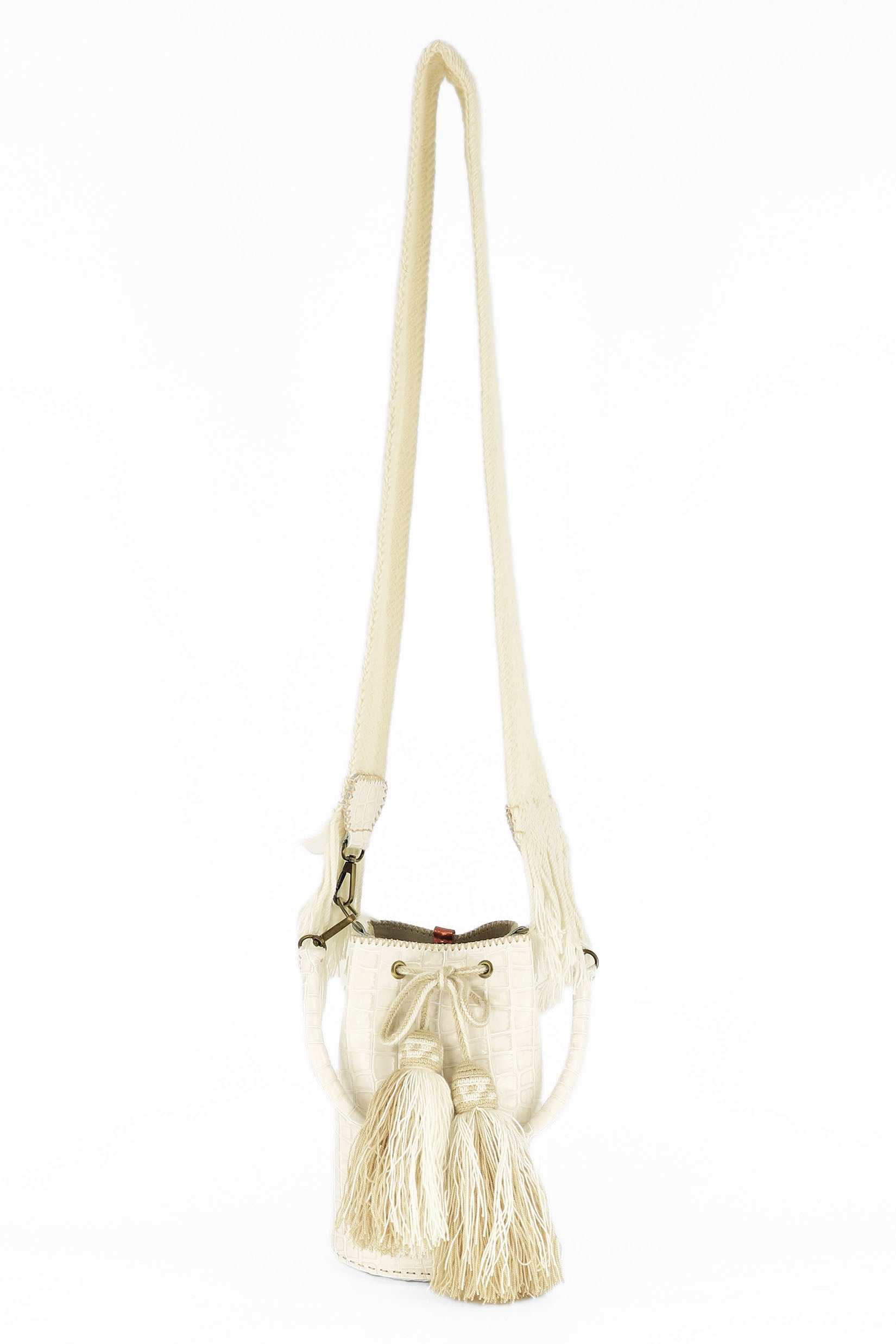 APÜNÜ BUCKET BAG SMALL / CROCO WHITE - BEIGE #120048