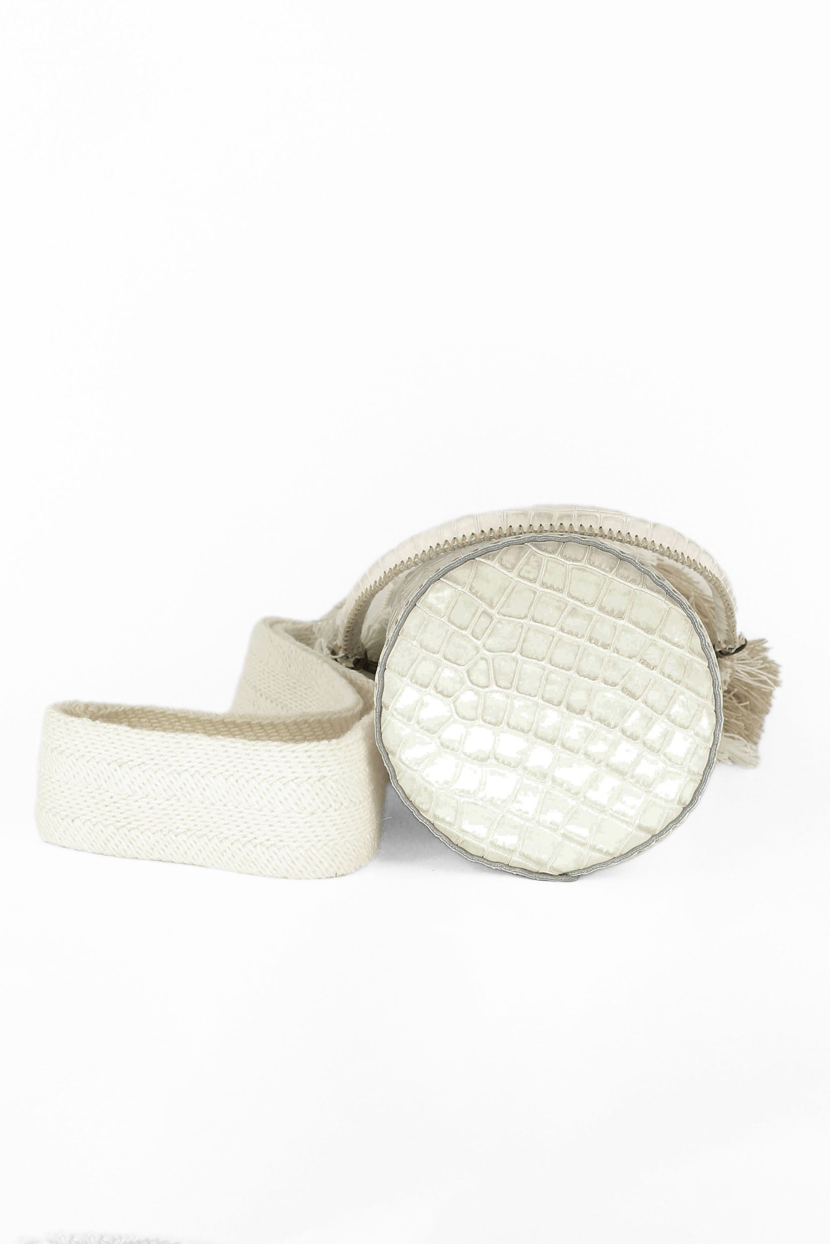 APÜNÜ BUCKET BAG SMALL / CROCO WHITE - BEIGE #120048
