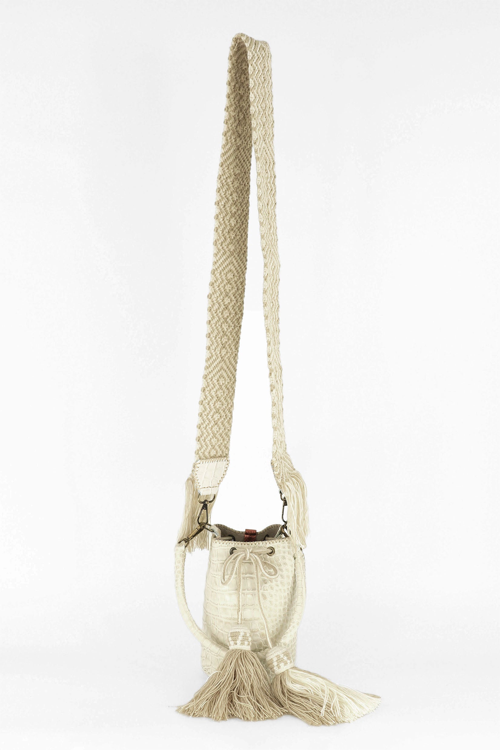 APÜNÜ BUCKET BAG X-SMALL / CROCO OFF WHITE - LIGHT BEIGE #360007