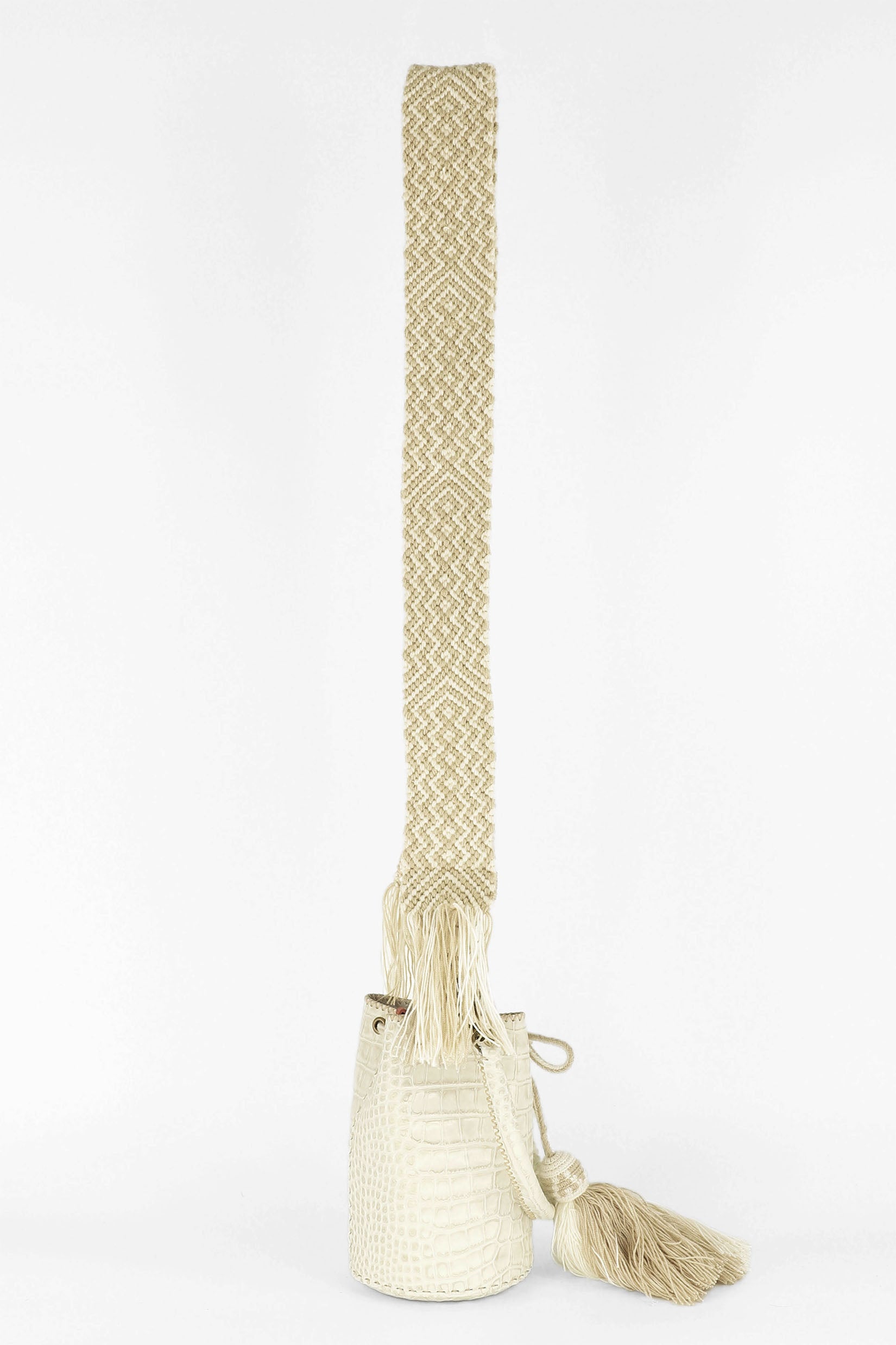 APÜNÜ BUCKET BAG X-SMALL / CROCO OFF WHITE - LIGHT BEIGE #360007
