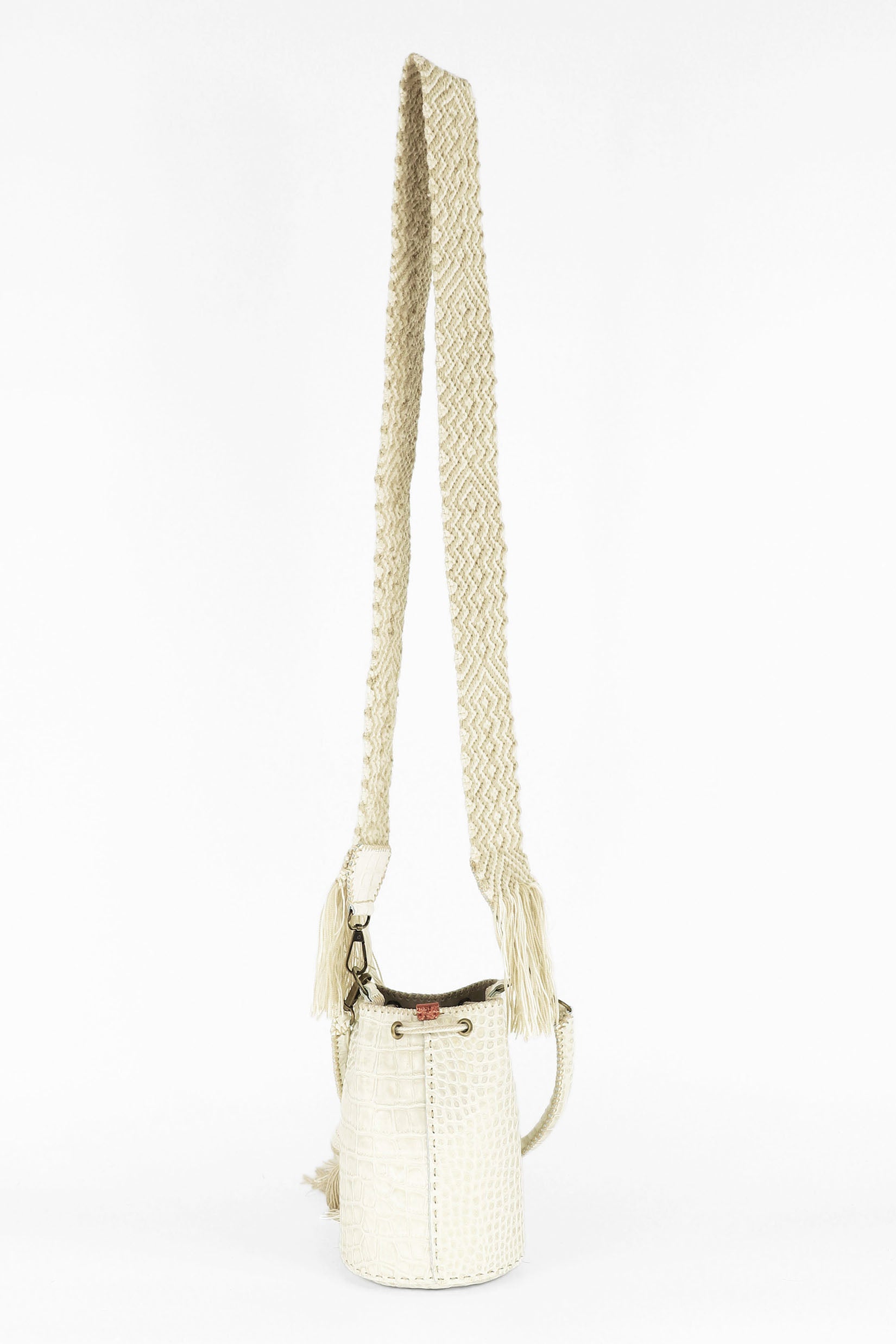APÜNÜ BUCKET BAG X-SMALL / CROCO OFF WHITE - LIGHT BEIGE #360007