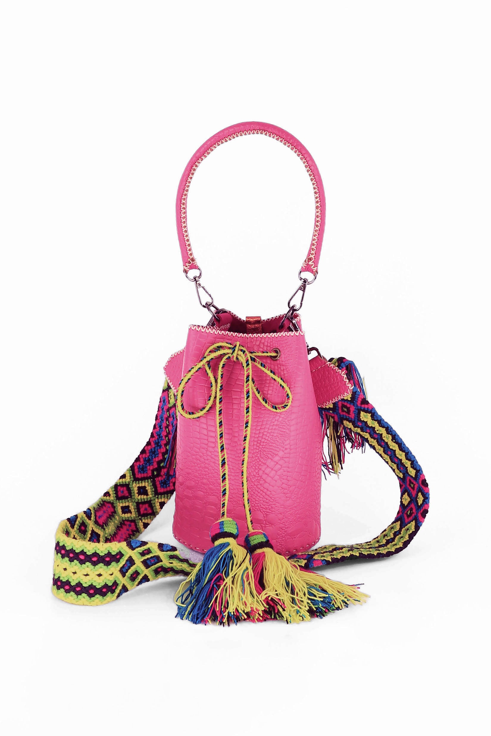 APÜNÜ BUCKET BAG X-SMALL / FUCHSIA CROCO - FUCHSIA  #360006
