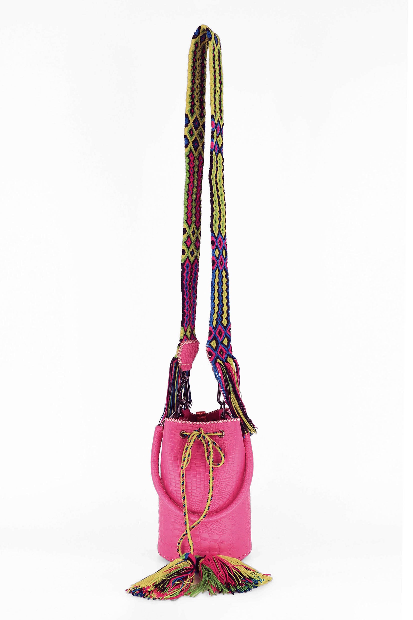 APÜNÜ BUCKET BAG X-SMALL / FUCHSIA CROCO - FUCHSIA  #360006