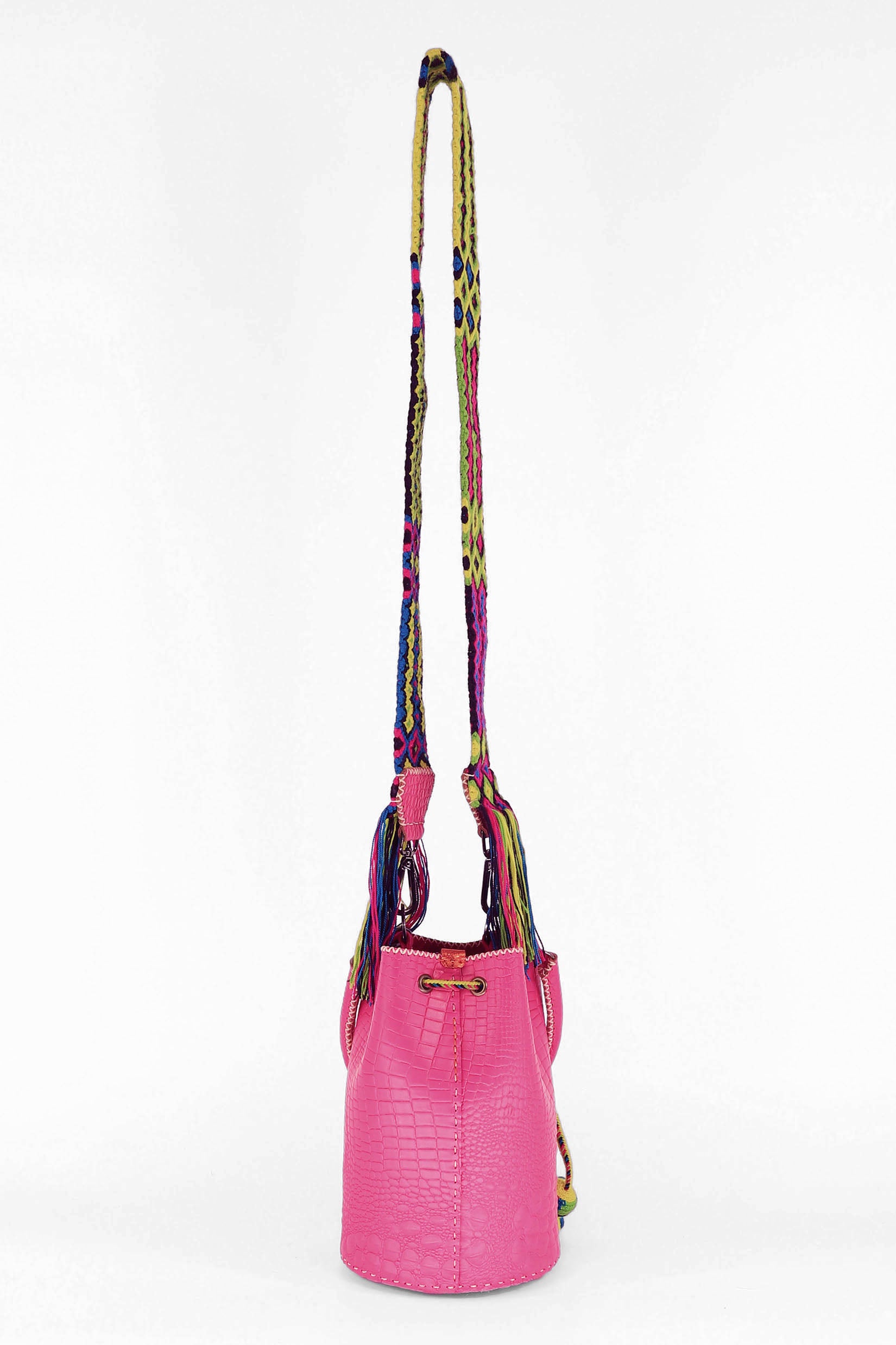 APÜNÜ BUCKET BAG X-SMALL / FUCHSIA CROCO - FUCHSIA  #360006