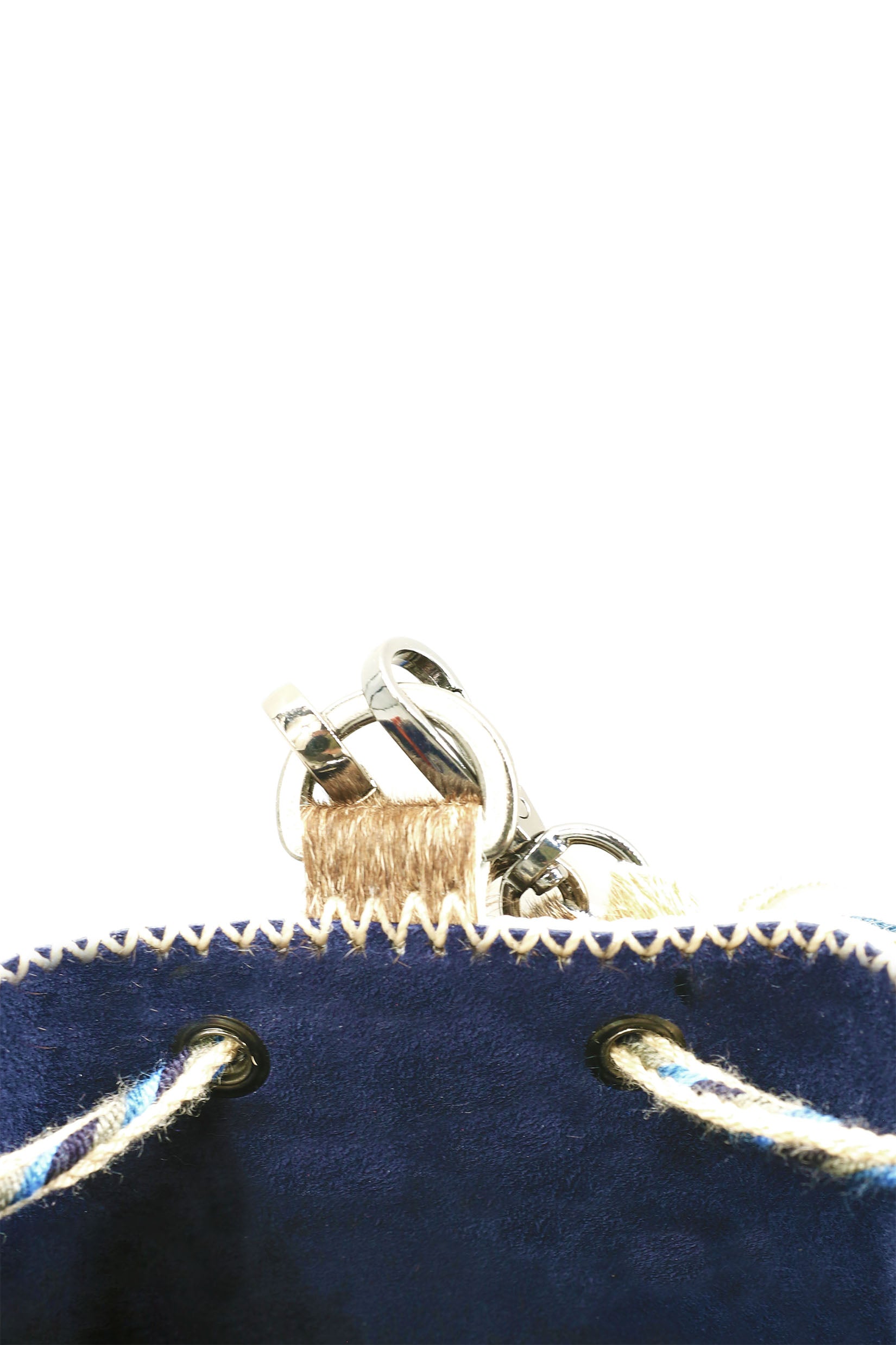 APÜNÜ BUCKET BAG X-SMALL FURRY / TAUPE & WHI - TEAL BLUE #350022