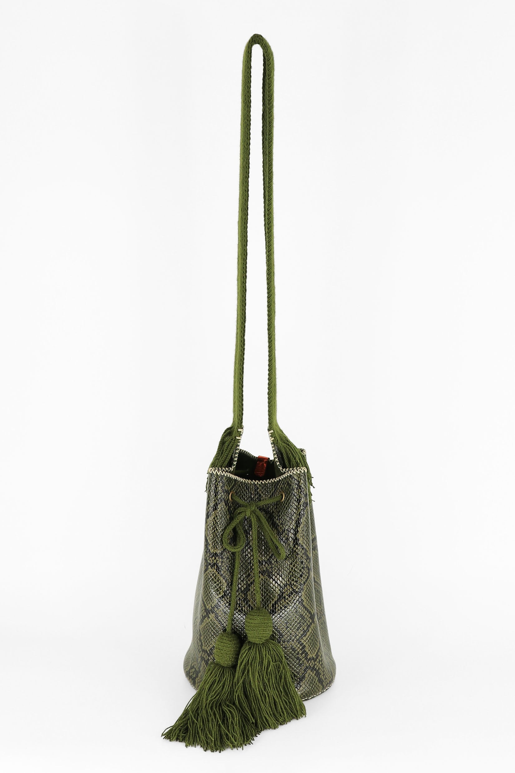 APÜNÜ BUCKET BAG LARGE / PYTHON OLIVE - OLIVE #110048