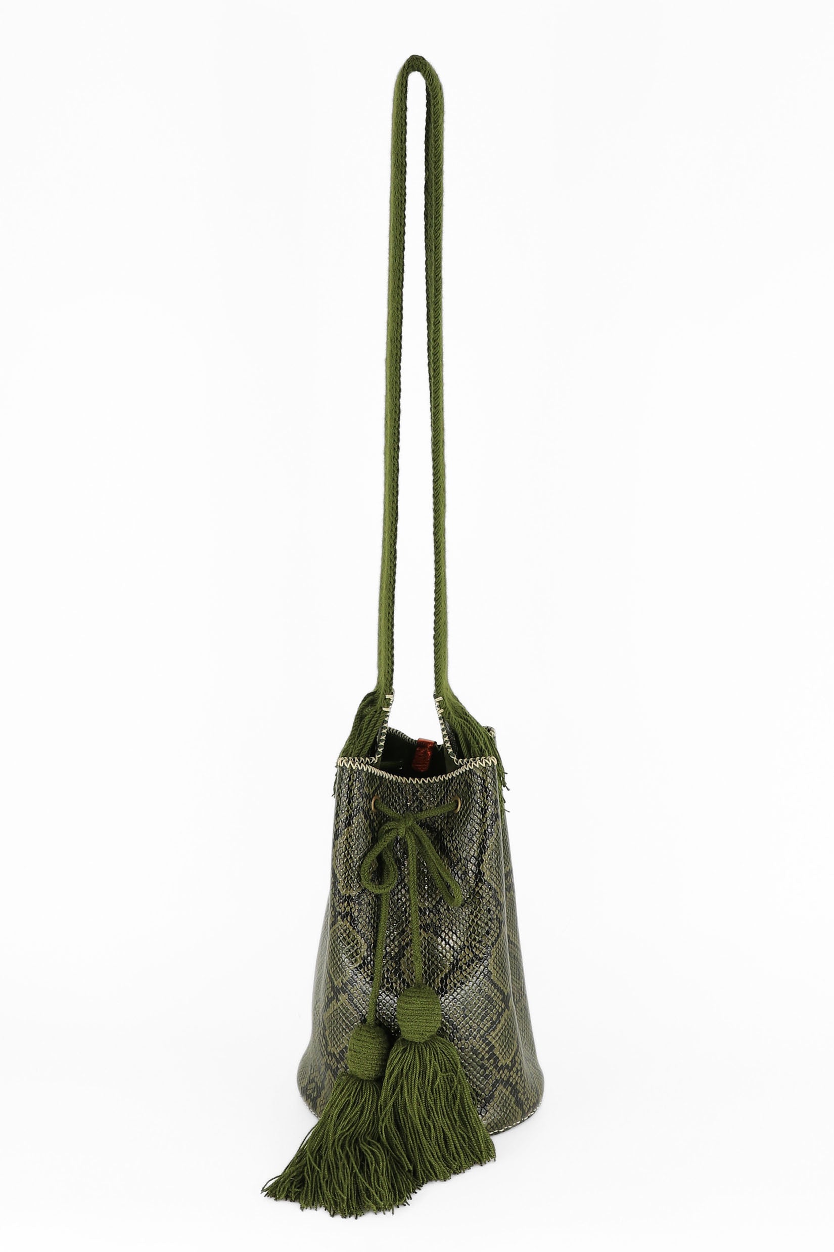 APÜNÜ BUCKET BAG LARGE / PYTHON OLIVE - OLIVE #110048