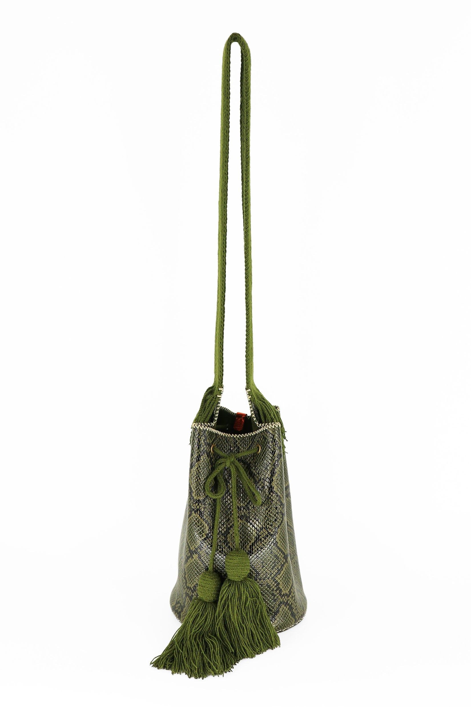 APÜNÜ BUCKET BAG LARGE / PYTHON OLIVE - OLIVE #110048