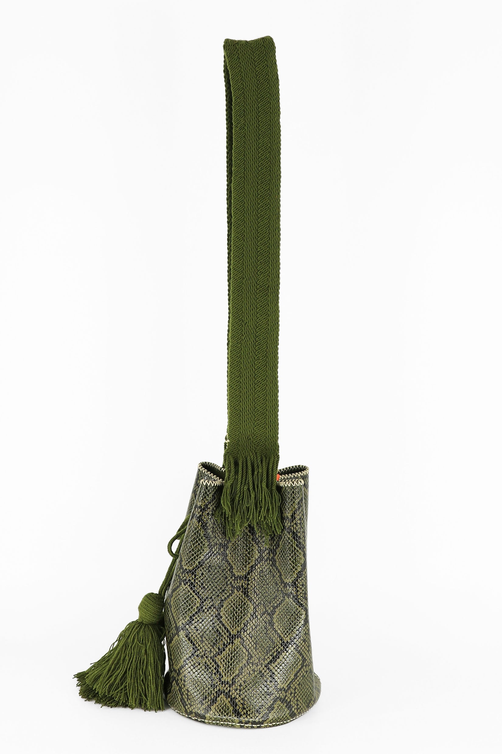 APÜNÜ BUCKET BAG LARGE / PYTHON OLIVE - OLIVE #110048