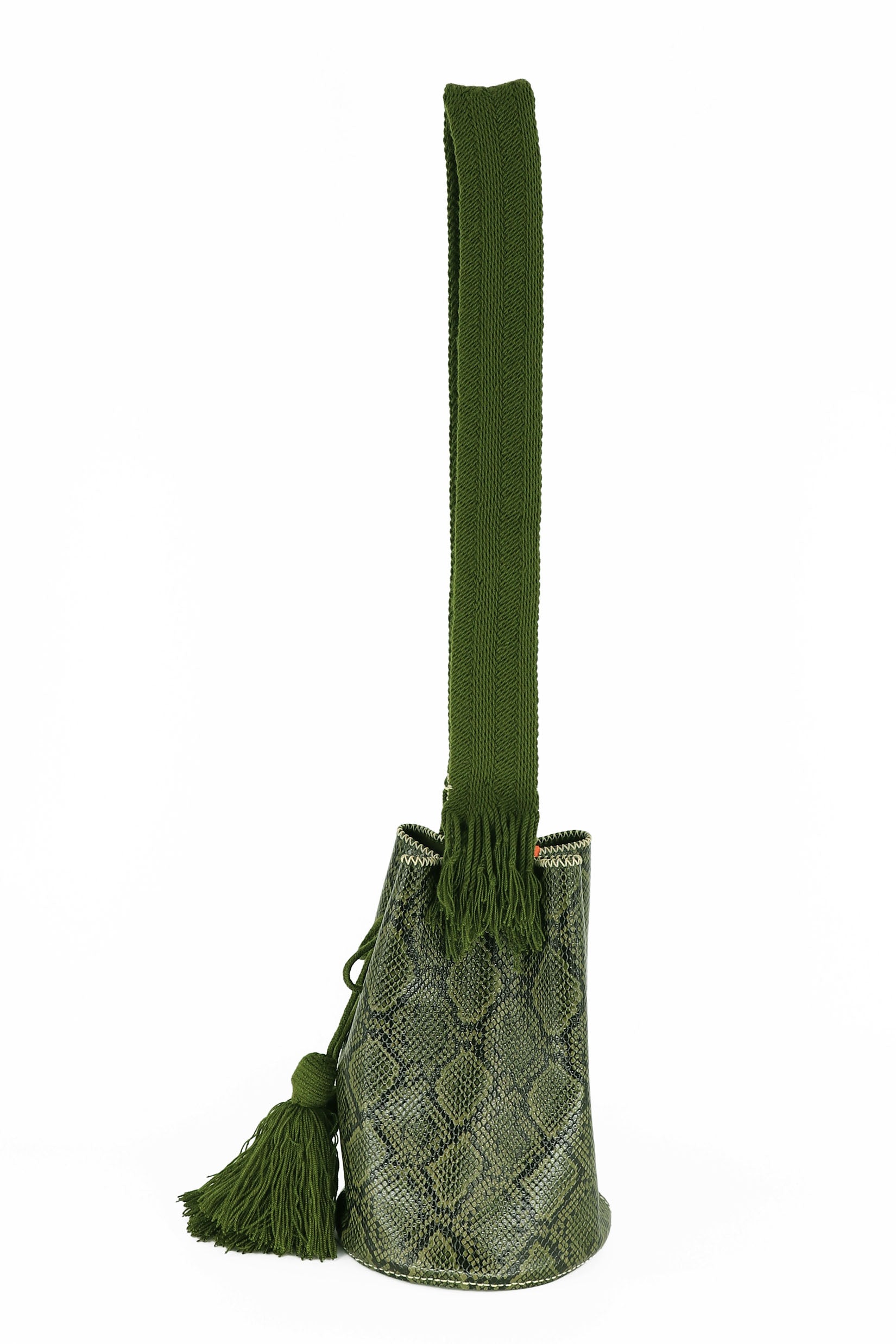APÜNÜ BUCKET BAG LARGE / PYTHON OLIVE - OLIVE #110048