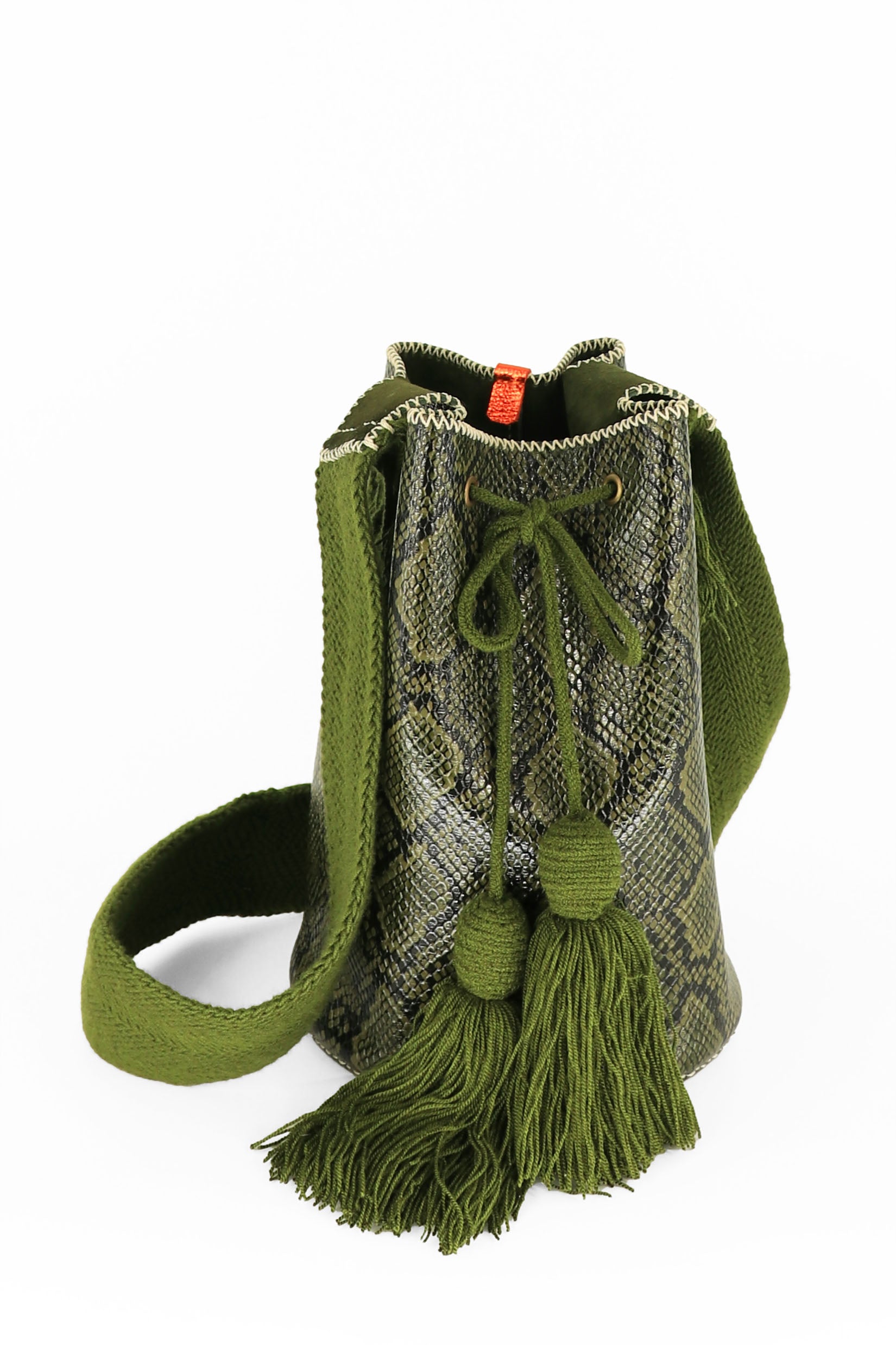 APÜNÜ BUCKET BAG LARGE / PYTHON OLIVE - OLIVE #110048