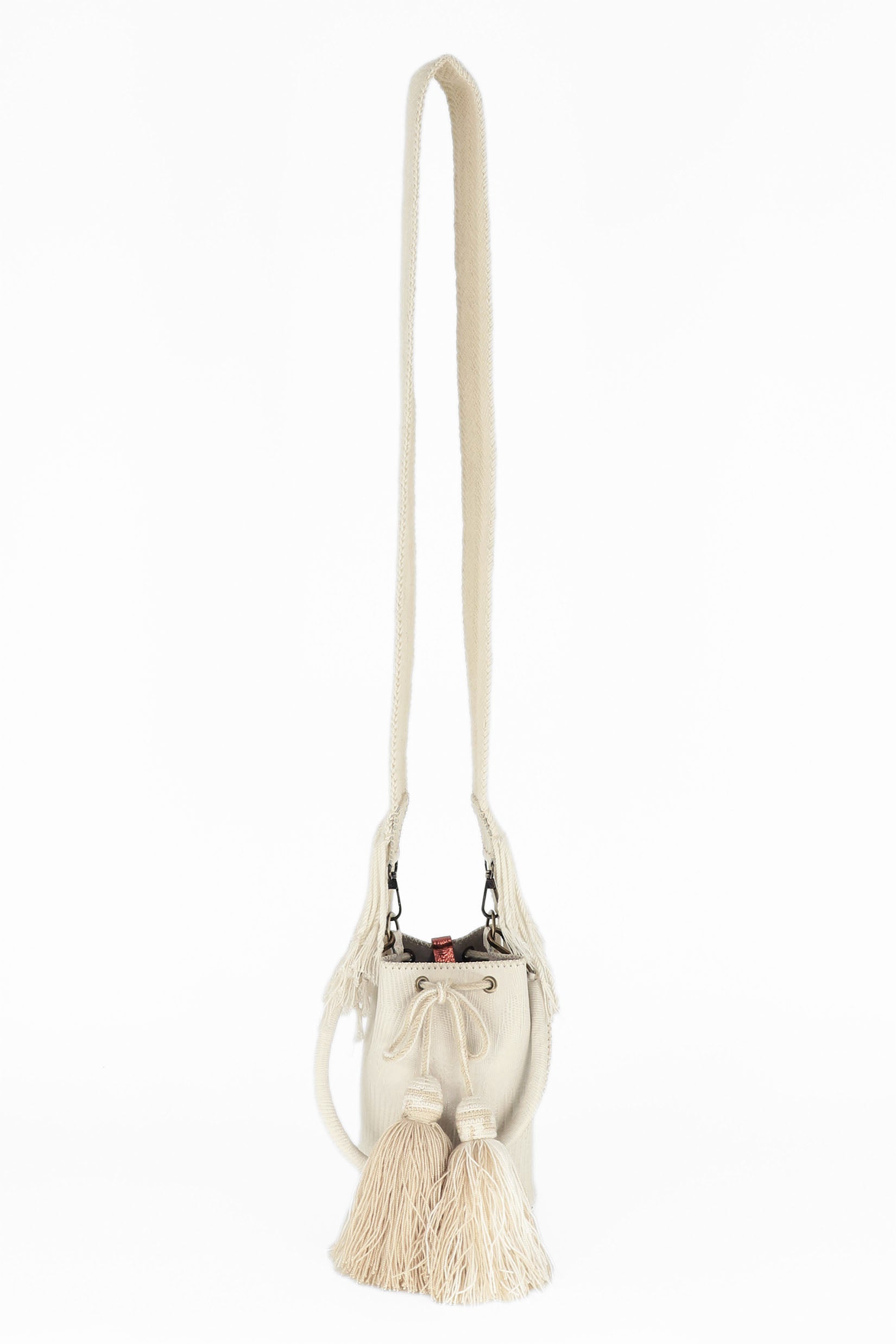 APÜNÜ BUCKET BAG X-SMALL / MINI CROCO PATTERN OFF WHITE - LIGHT BEIGE #360022