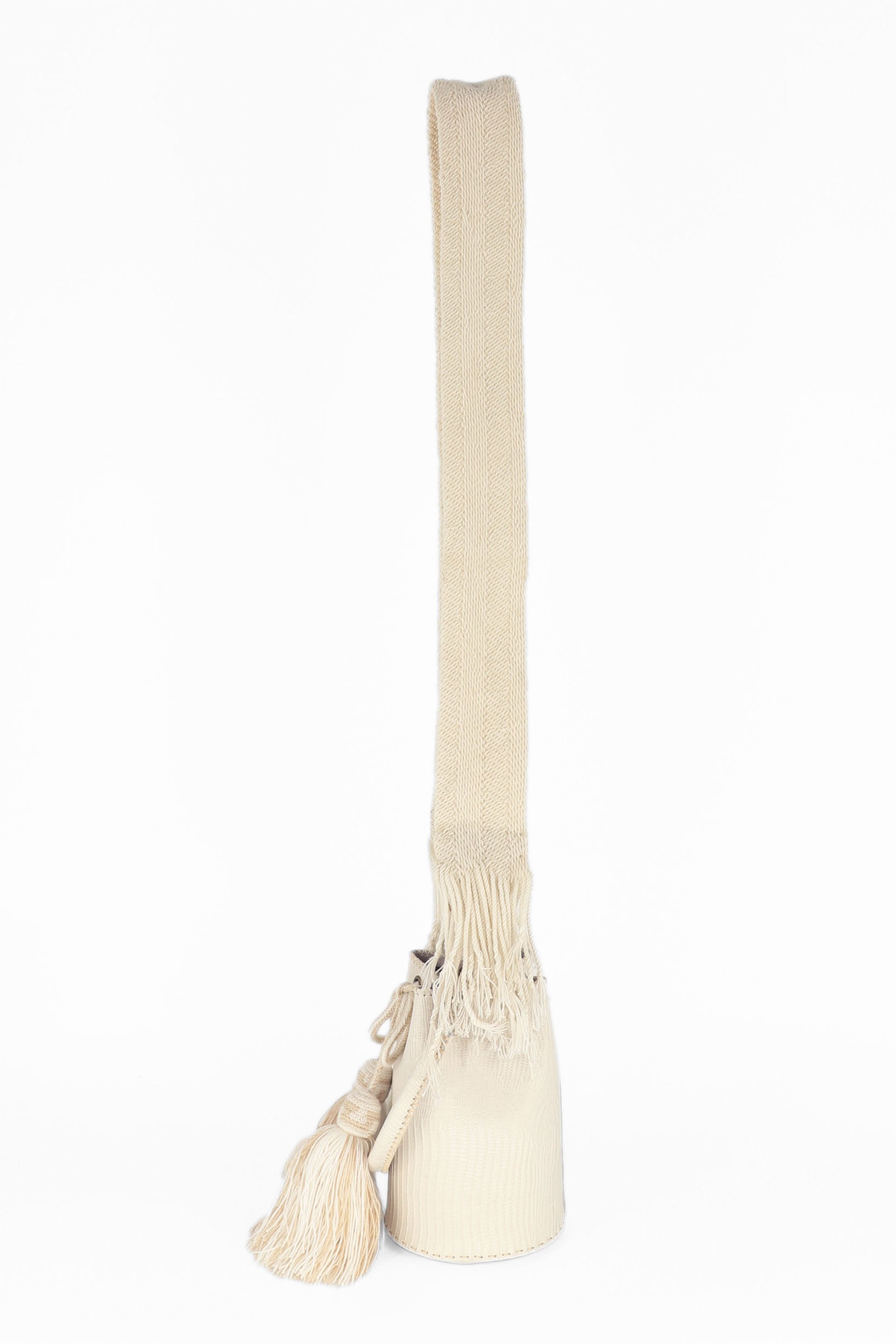APÜNÜ BUCKET BAG X-SMALL / MINI CROCO PATTERN OFF WHITE - LIGHT BEIGE #360022