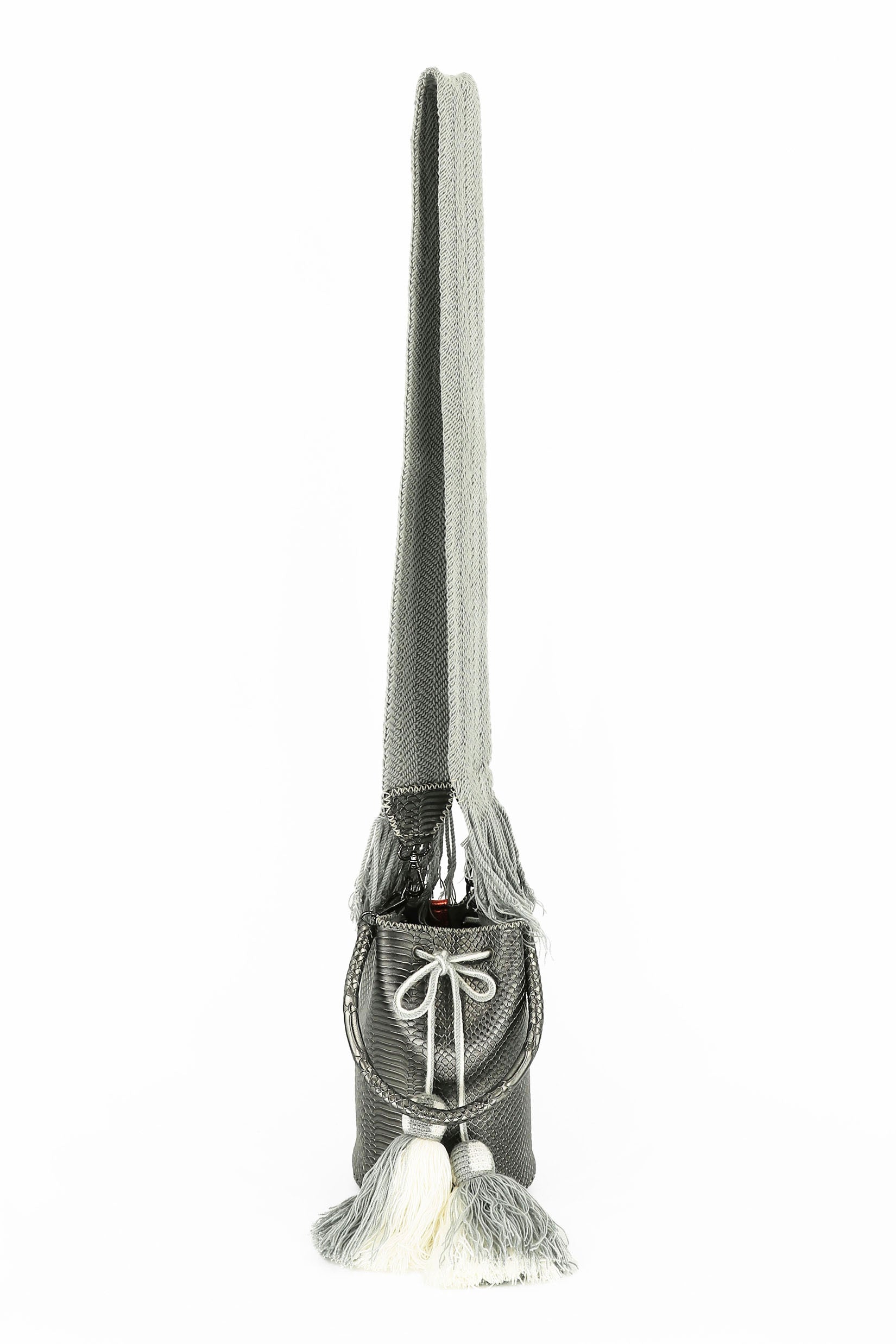 APÜNÜ BUCKET BAG SMALL / GUN METAL CROCO EMB - GRAY #120030