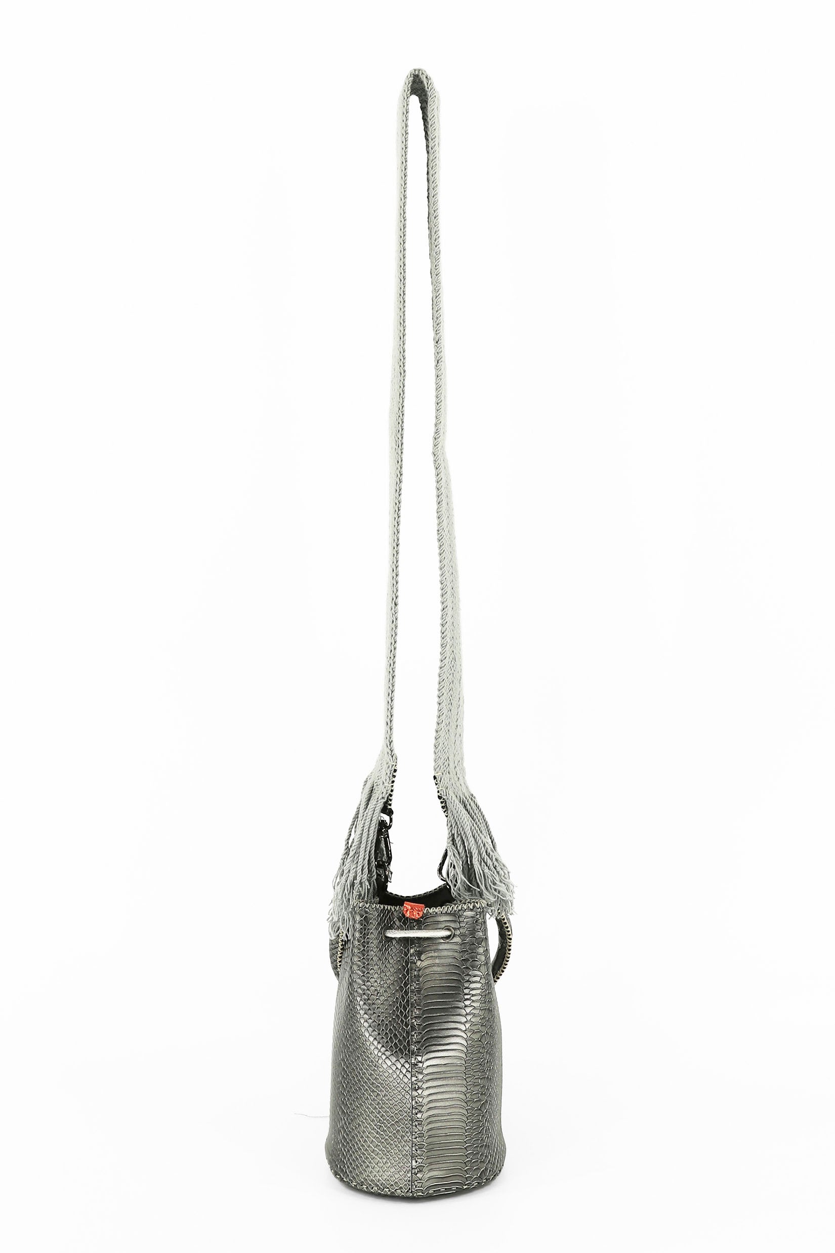APÜNÜ BUCKET BAG SMALL / GUN METAL CROCO EMB - GRAY #120030