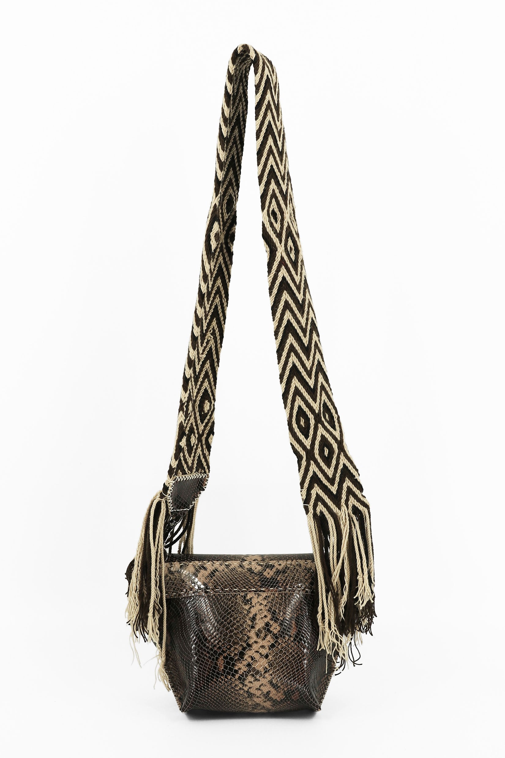PIAMA TOTE BAG X-SMALL / PYTHON DRK BRW - BEIGE #340019