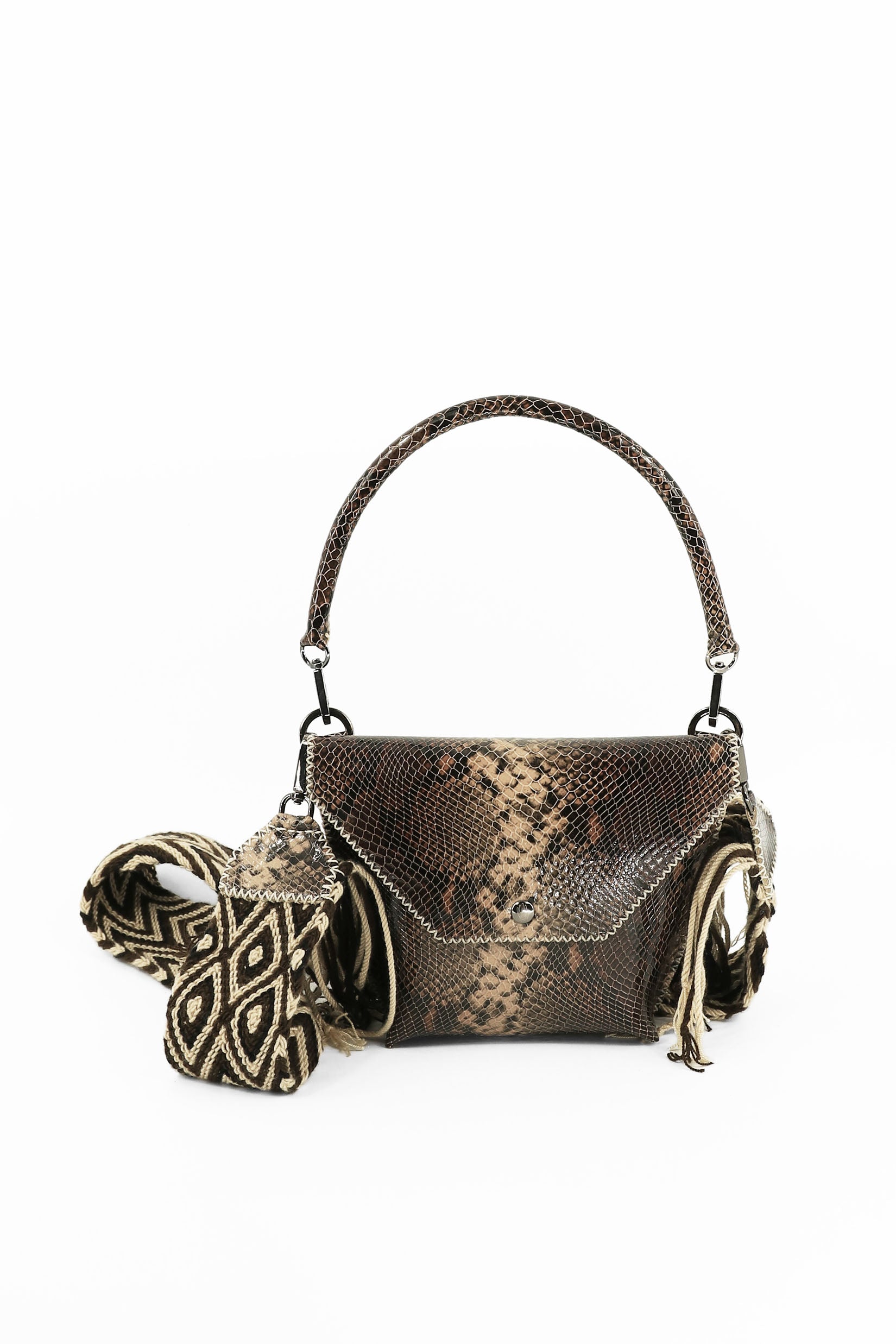 PIAMA TOTE BAG X-SMALL / PYTHON DRK BRW - BEIGE #340019
