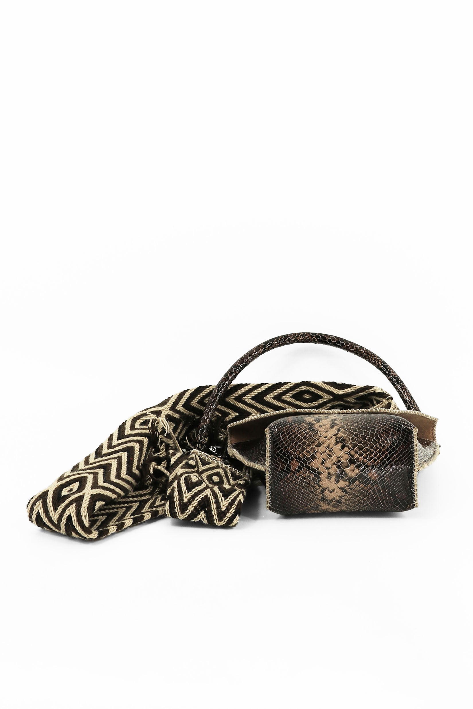 PIAMA TOTE BAG X-SMALL / PYTHON DRK BRW - BEIGE #340019