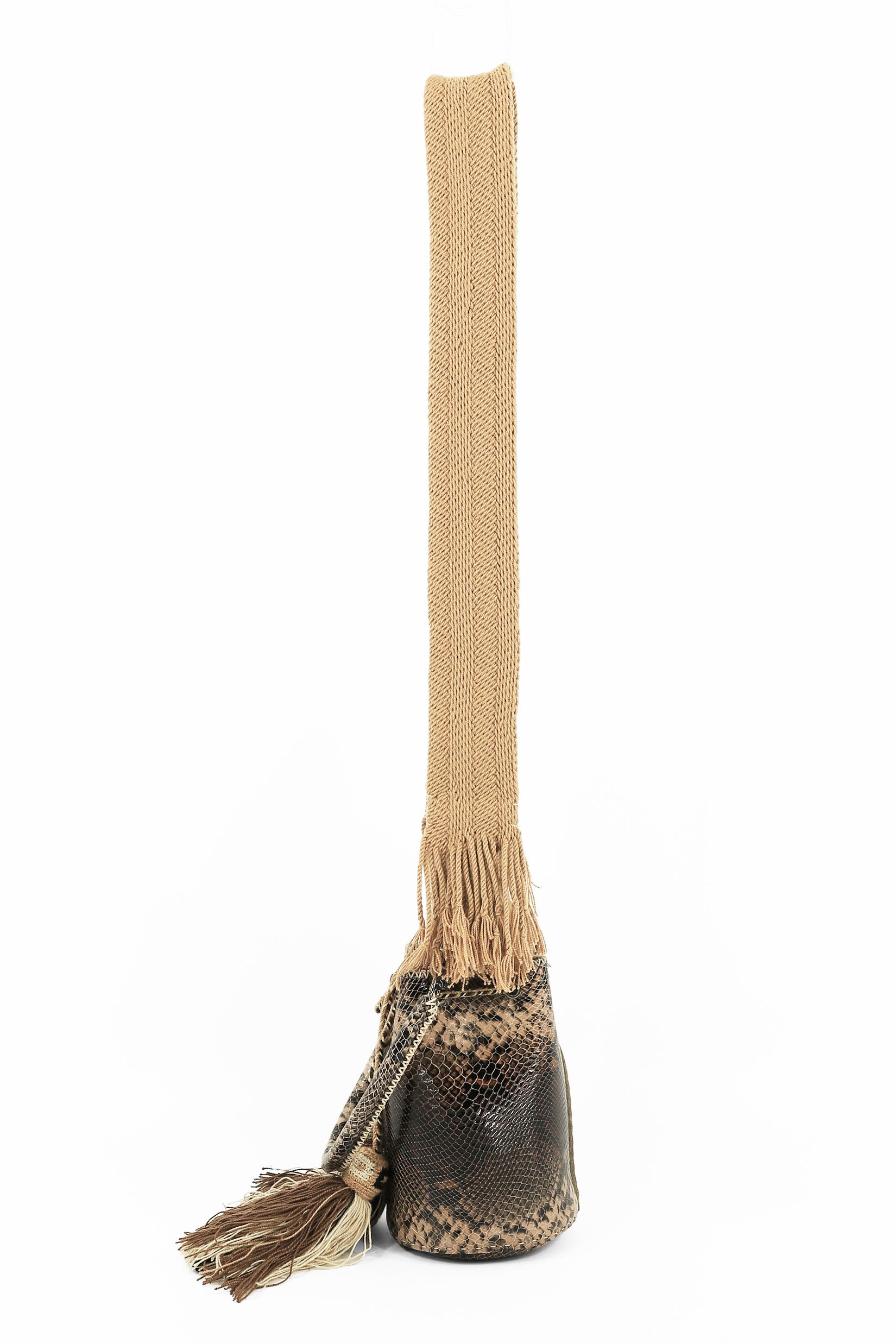 APÜNÜ BUCKET BAG X-SMALL / PYTHON DRK BRW - BEIGE #360023