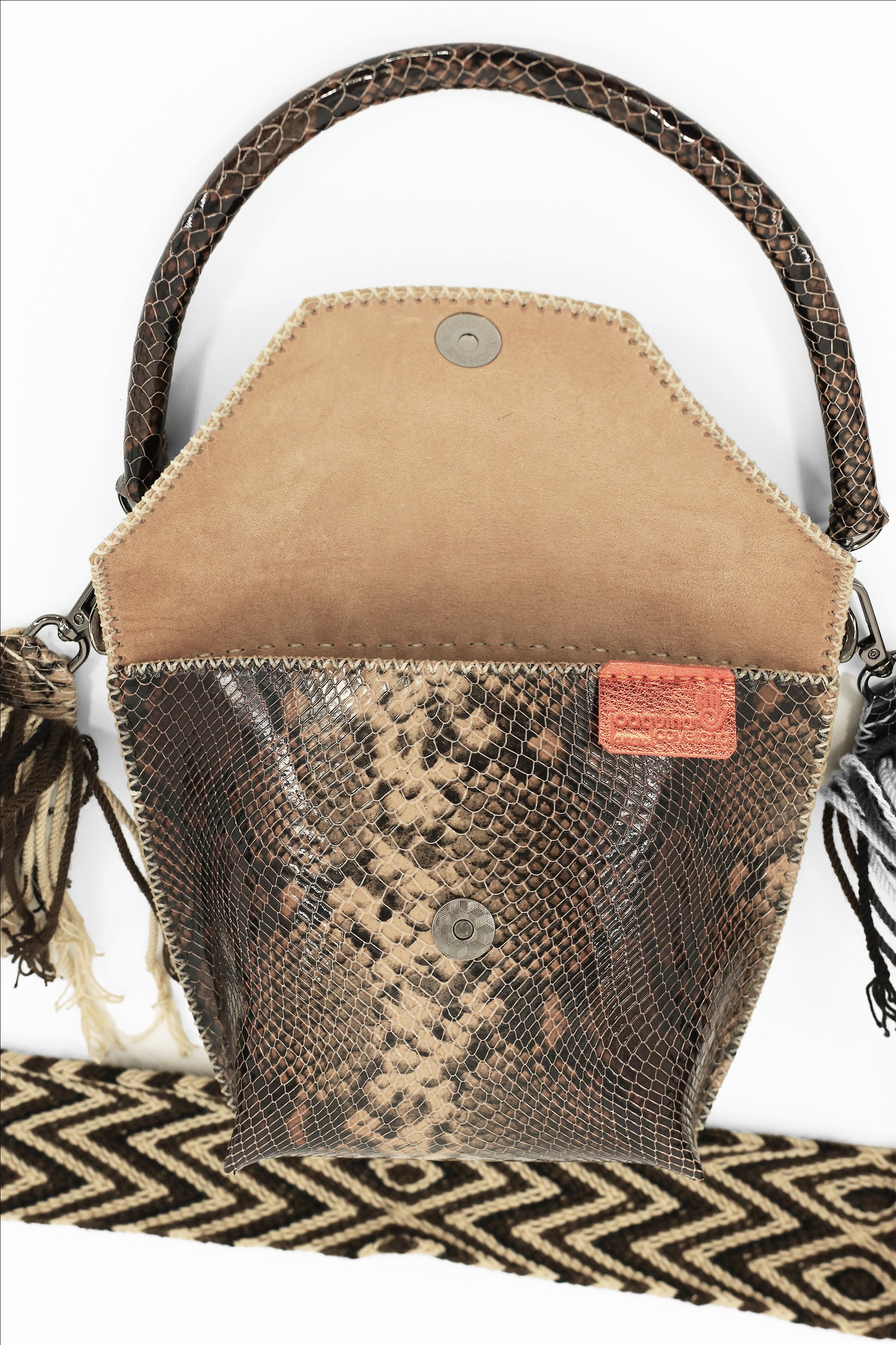 PIAMA TOTE BAG X-SMALL / PYTHON DRK BRW - BEIGE #340019