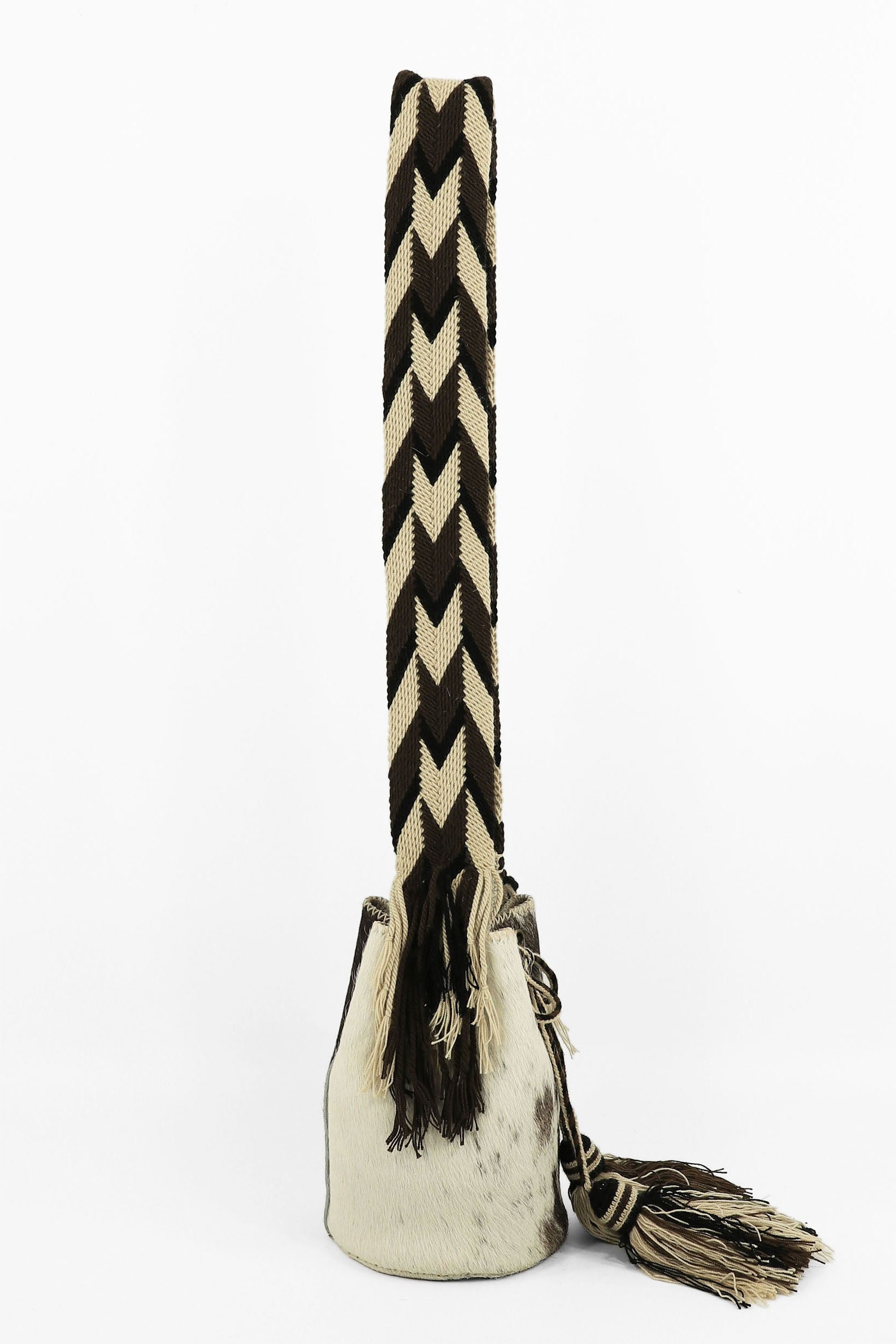 APÜNÜ BUCKET BAG SMALL FURRY / WHI&DRK BRW - BEIGE #130024