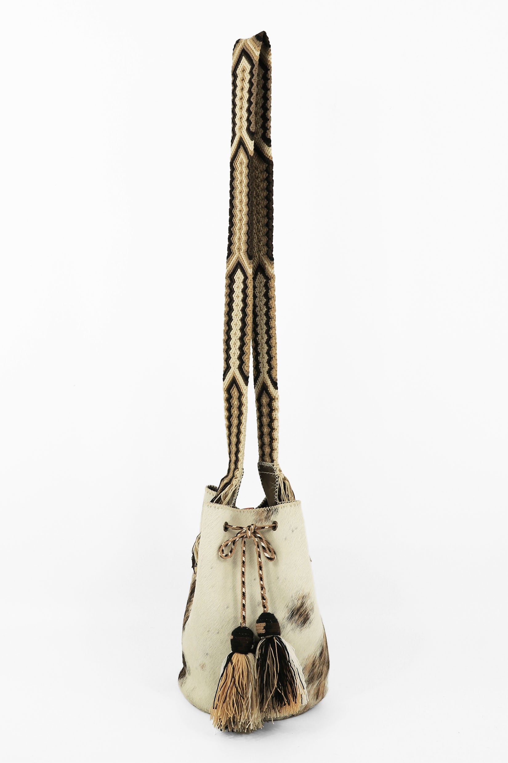 APÜNÜ BUCKET BAG LARGE FURRY / WHITE BRW - DRK BRW #100024