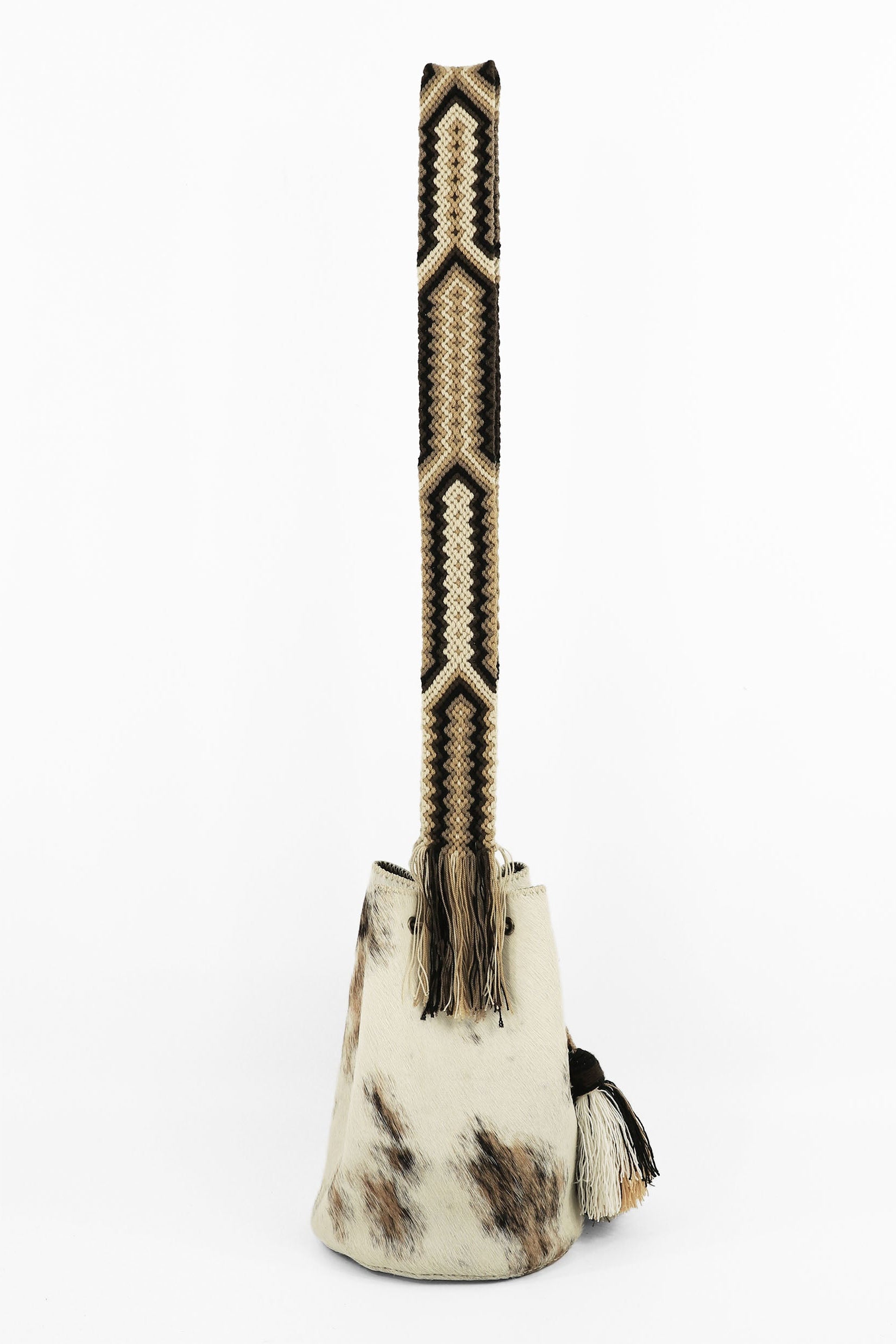 APÜNÜ BUCKET BAG LARGE FURRY / WHITE BRW - DRK BRW #100024