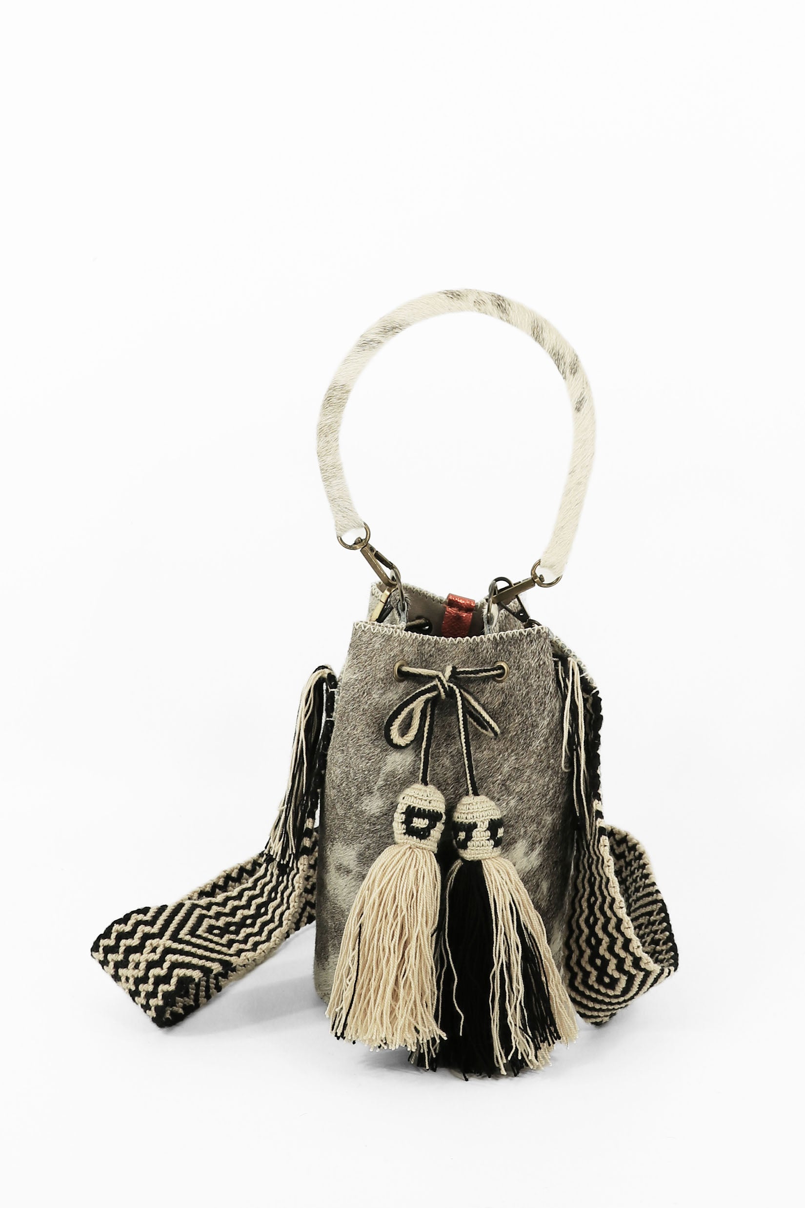 APÜNÜ BUCKET BAG SMALL FURRY / TAUPE&WHI - BEIGE #130022