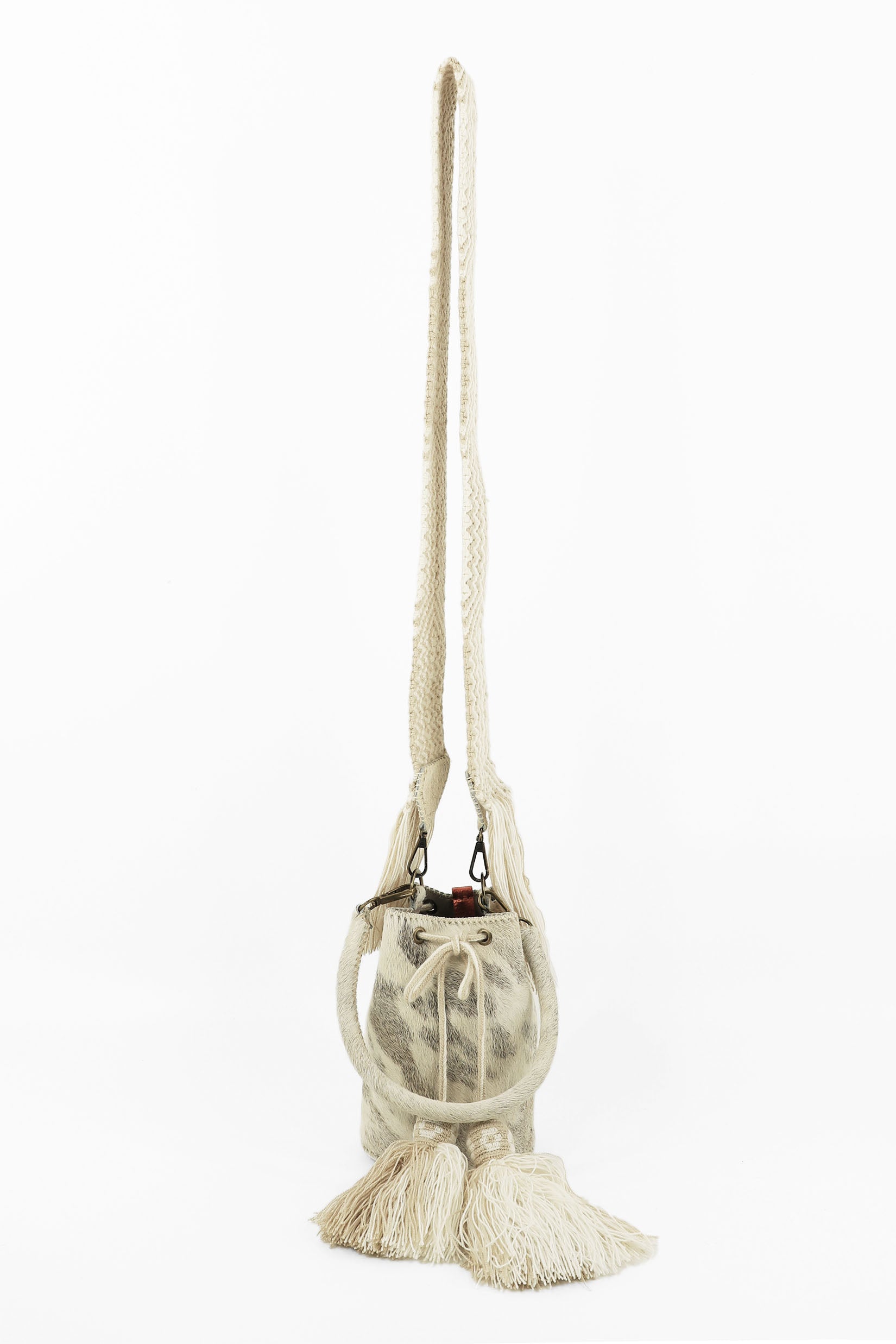 APÜNÜ BUCKET BAG X-SMALL FURRY / TAUPE & WHI - BEIGE #350023