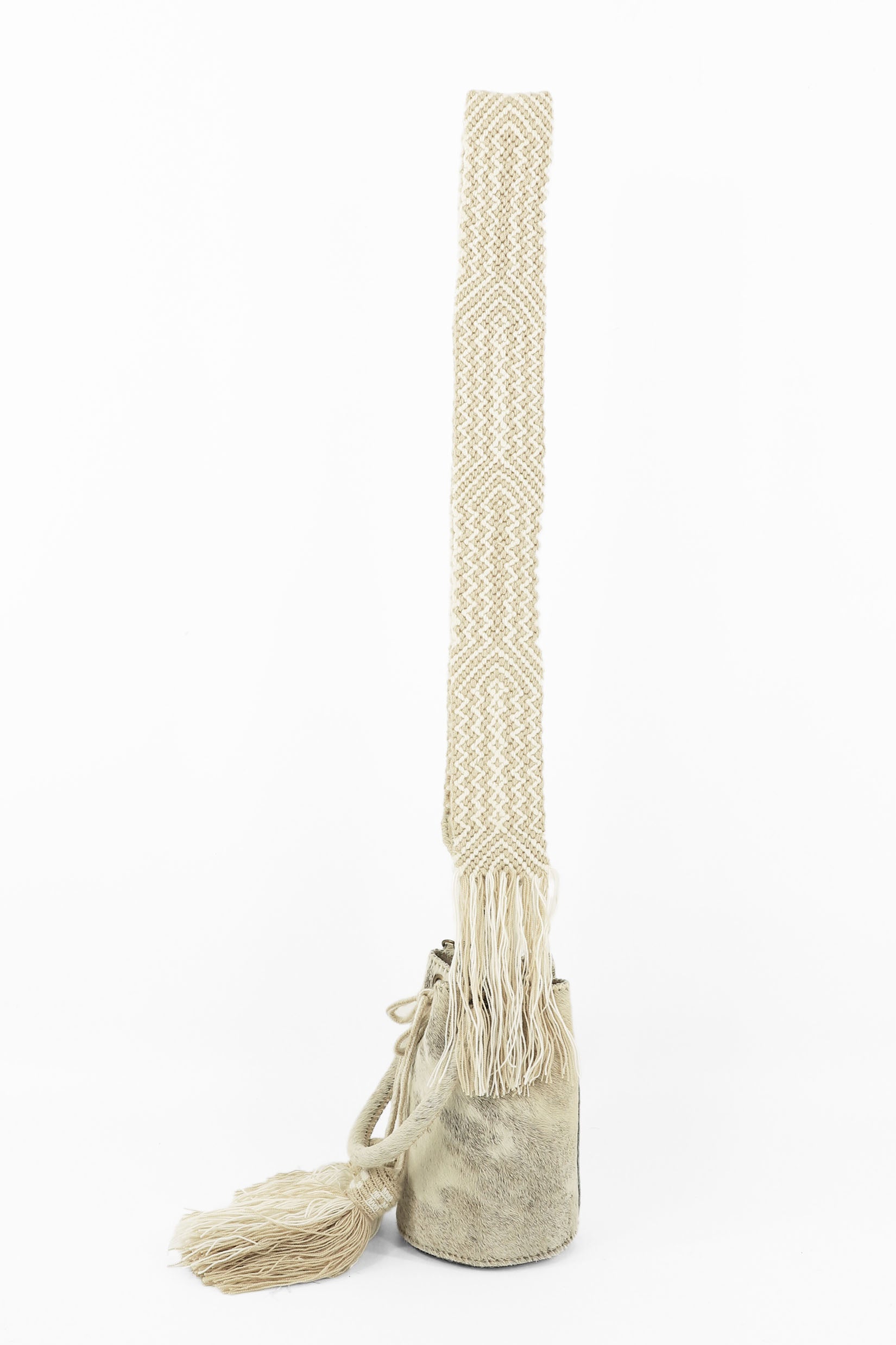 APÜNÜ BUCKET BAG X-SMALL FURRY / TAUPE & WHI - BEIGE #350023