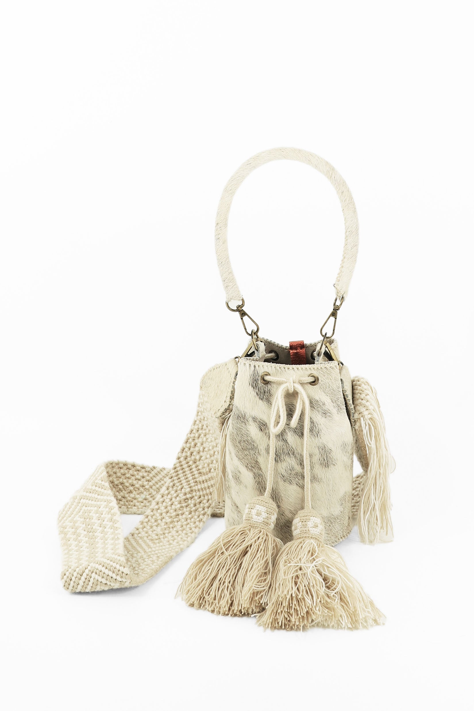 APÜNÜ BUCKET BAG X-SMALL FURRY / TAUPE & WHI - BEIGE #350023