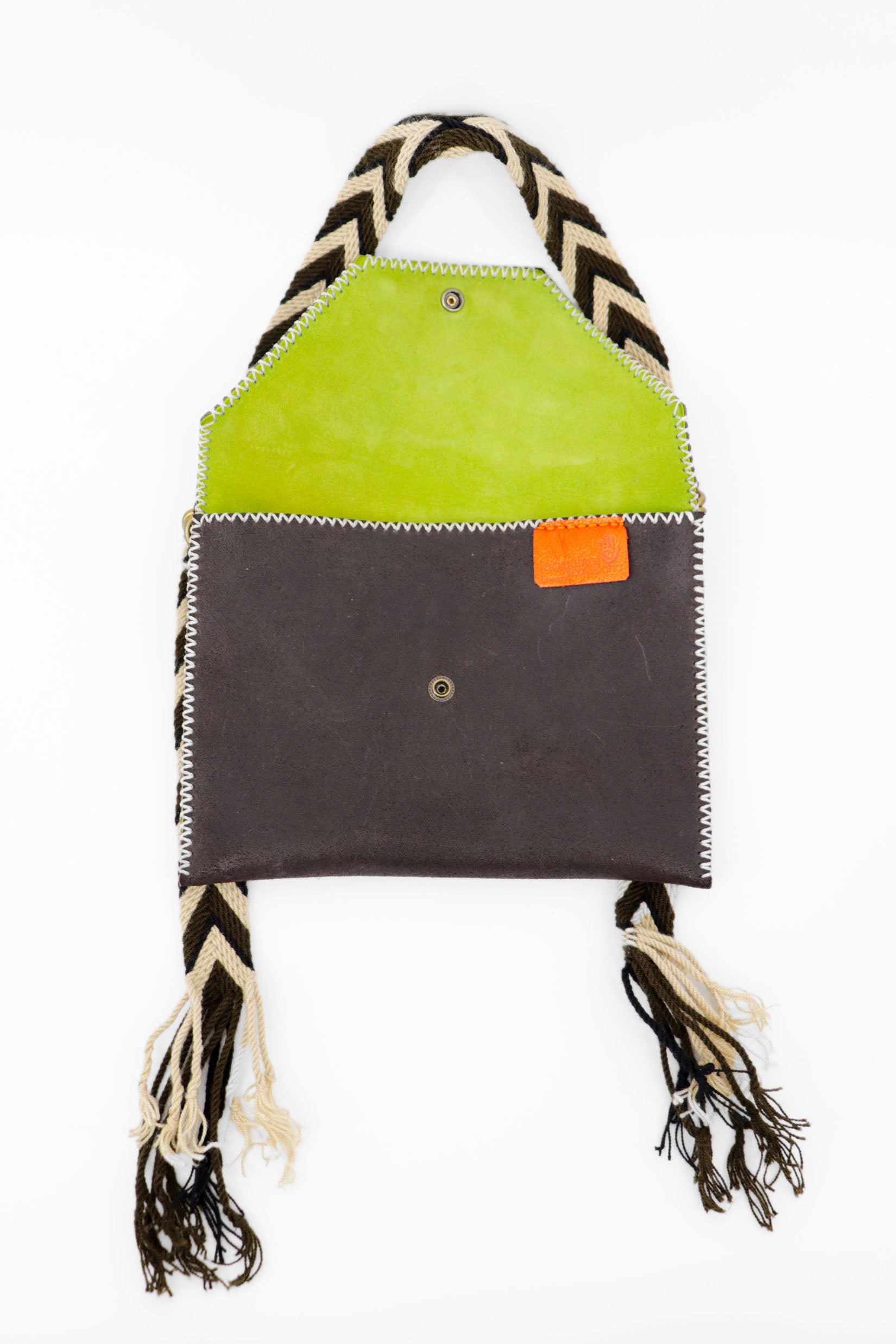 PIAMA TOTE BAG FLAT X-SMALL / DRK BRW - APPLE GREEN #300013