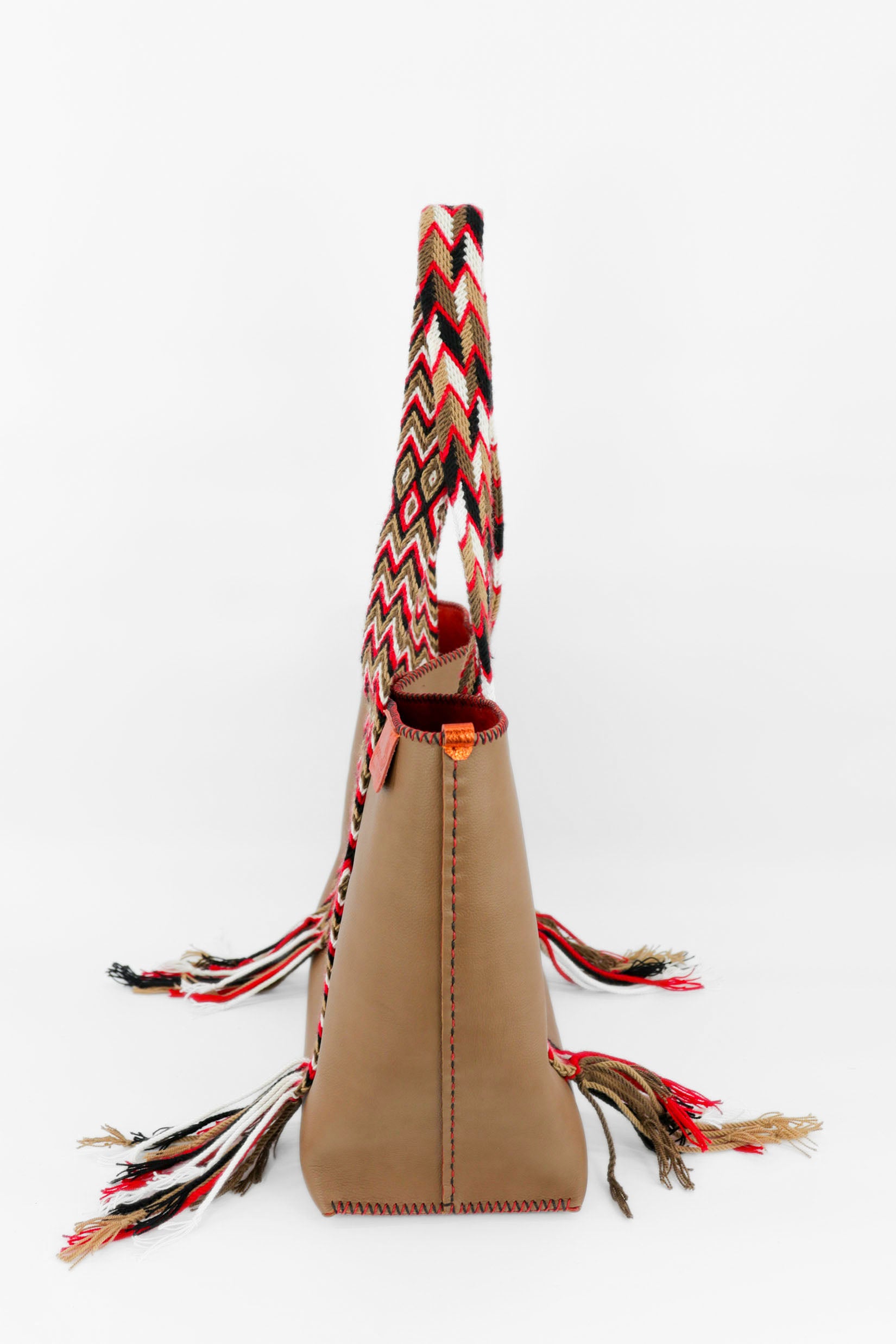 PIAMA TOTE BAG LARGE / DARK CAMEL - RED #160002