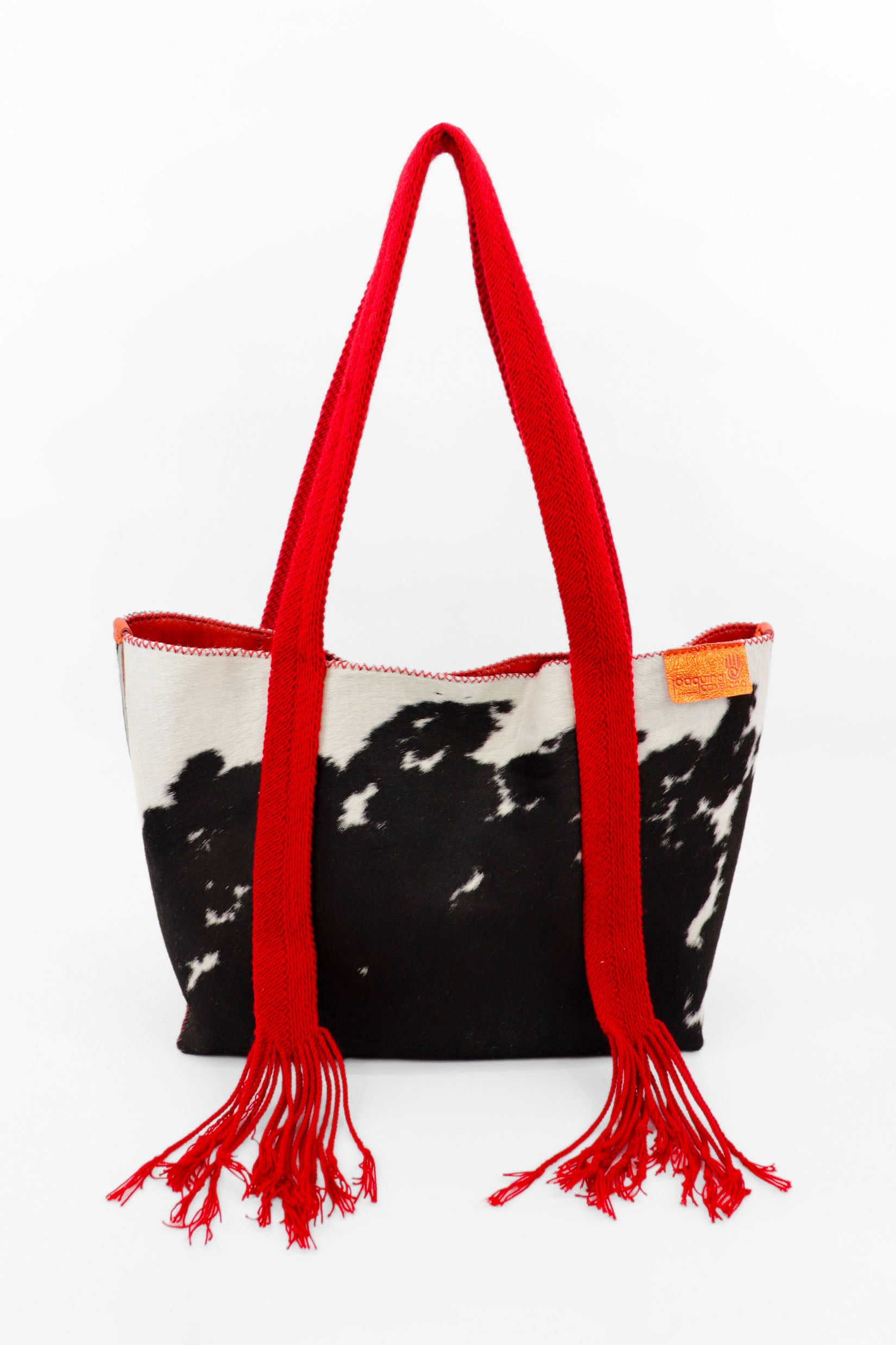 PIAMA TOTE BAG LARGE FURRY / BLK&WHI - RED #170002