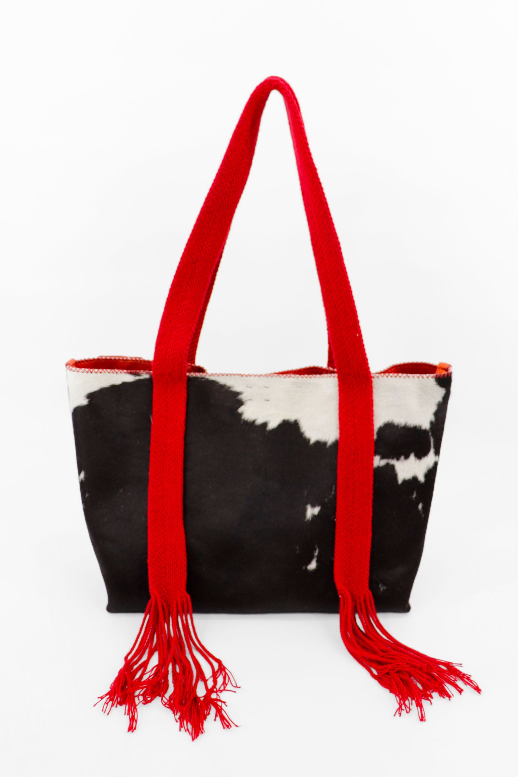 PIAMA TOTE BAG LARGE FURRY / BLK&WHI - RED #170002
