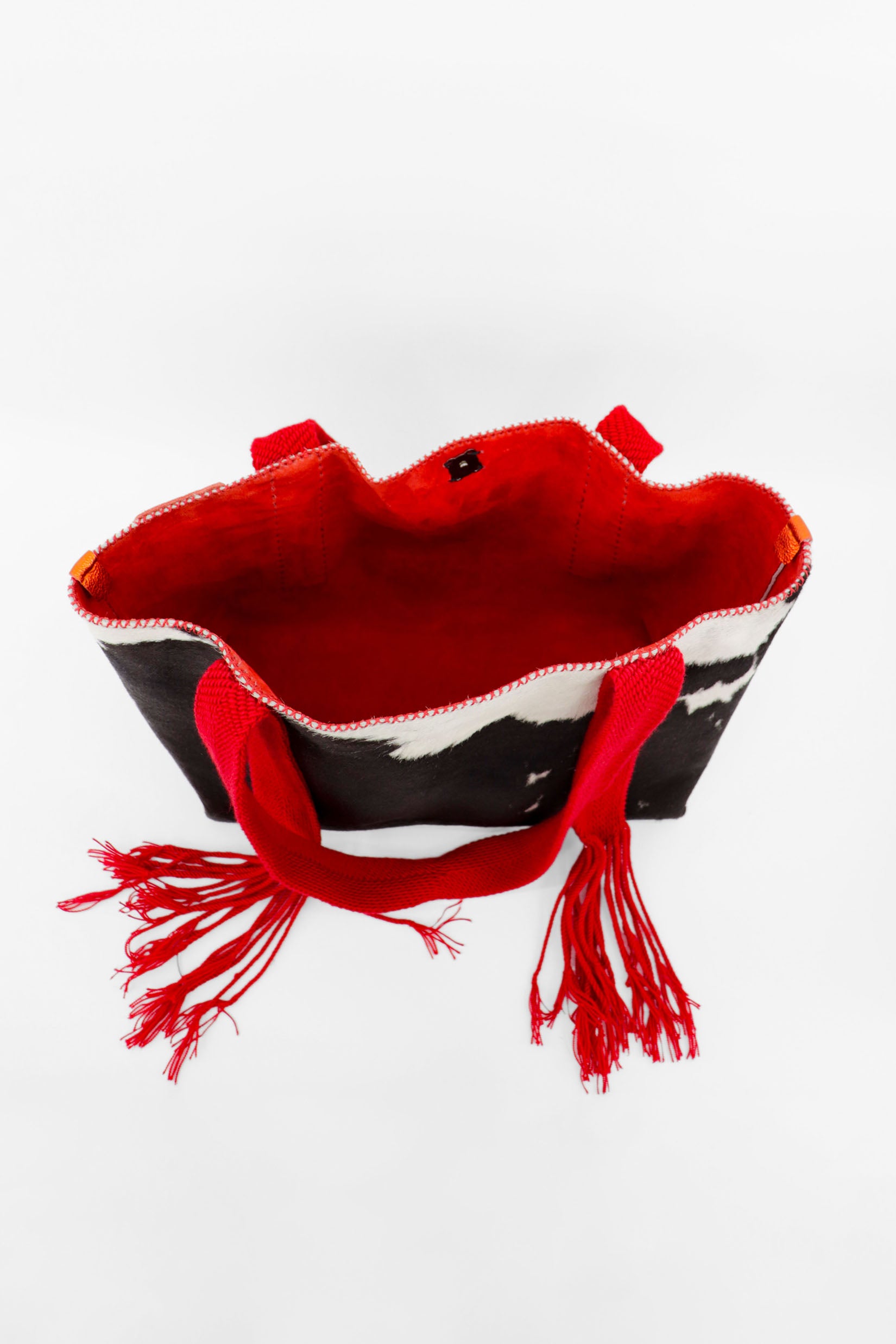 PIAMA TOTE BAG LARGE FURRY / BLK&WHI - RED #170002