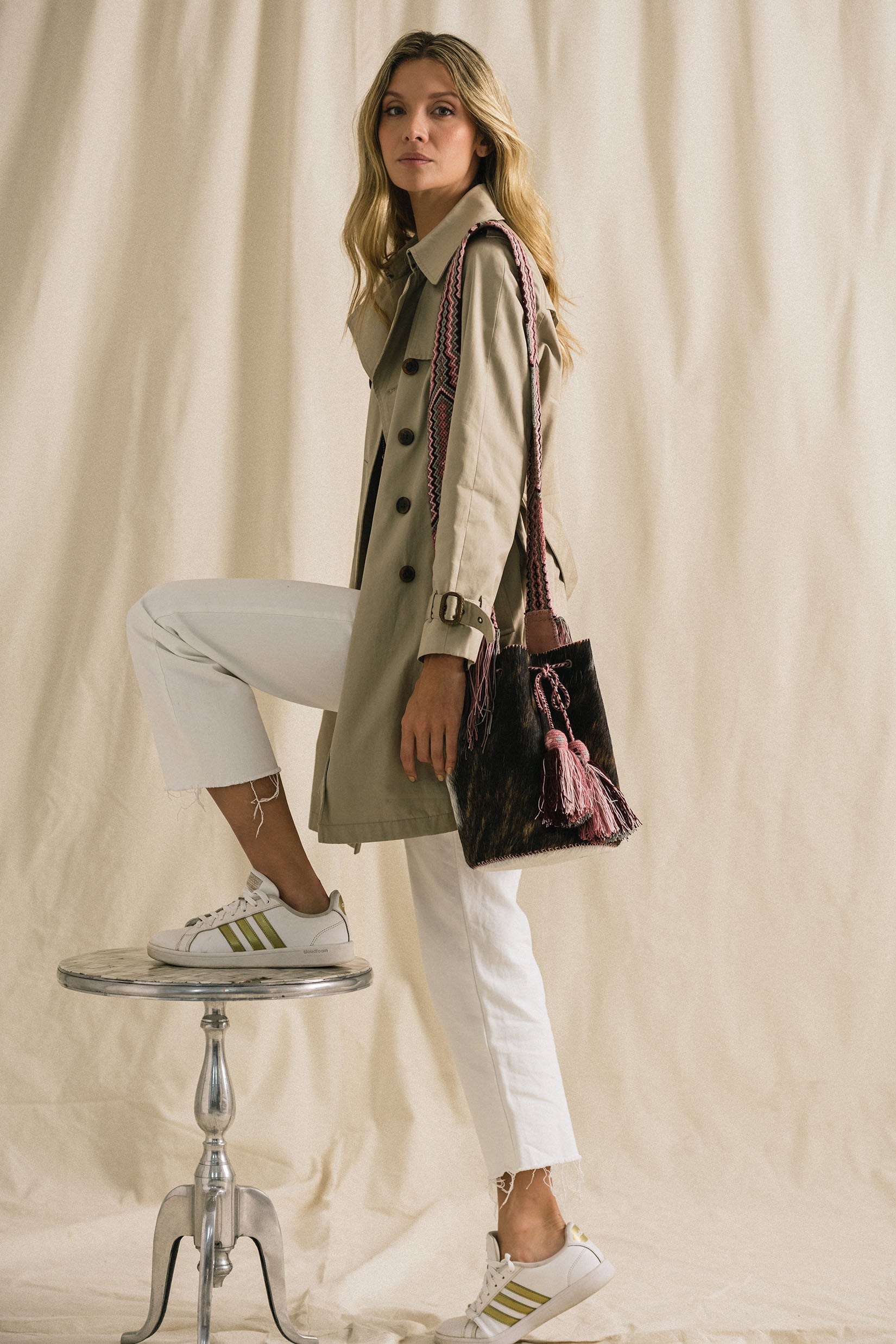 APÜNÜ BUCKET BAG LARGE FURRY / DRK BRW&WHI - PINK #100020