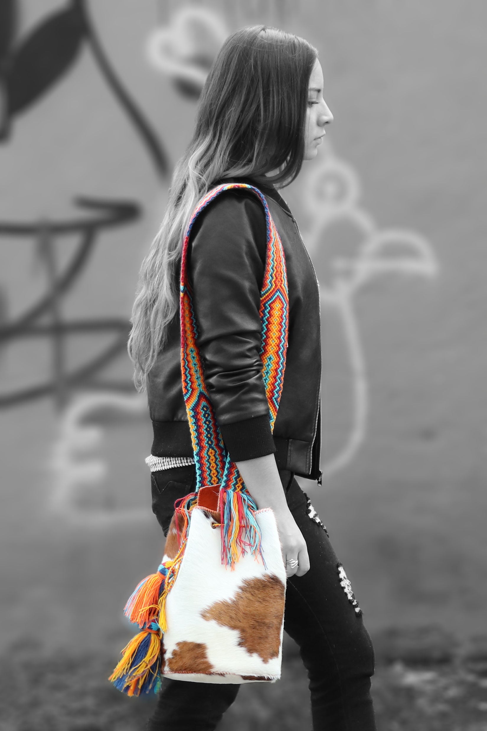 APÜNÜ BUCKET BAG LARGE FURRY / CARM&WH  - ORANGE #100009