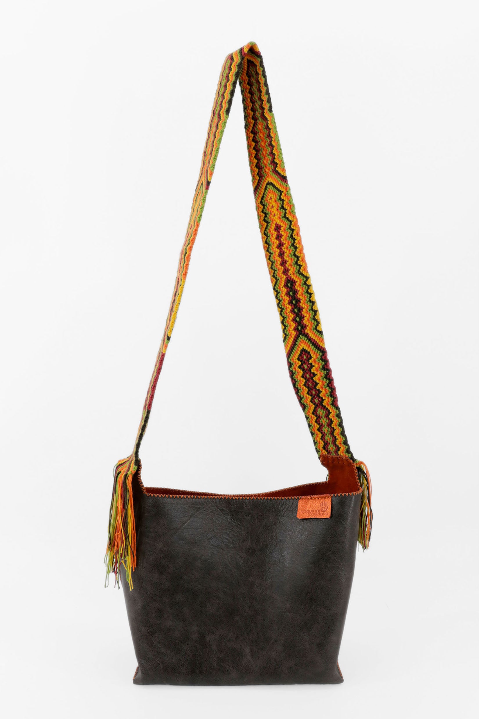 PIAMA TOTE BAG MEDIUM / DRK BRW - ORANGE #200007