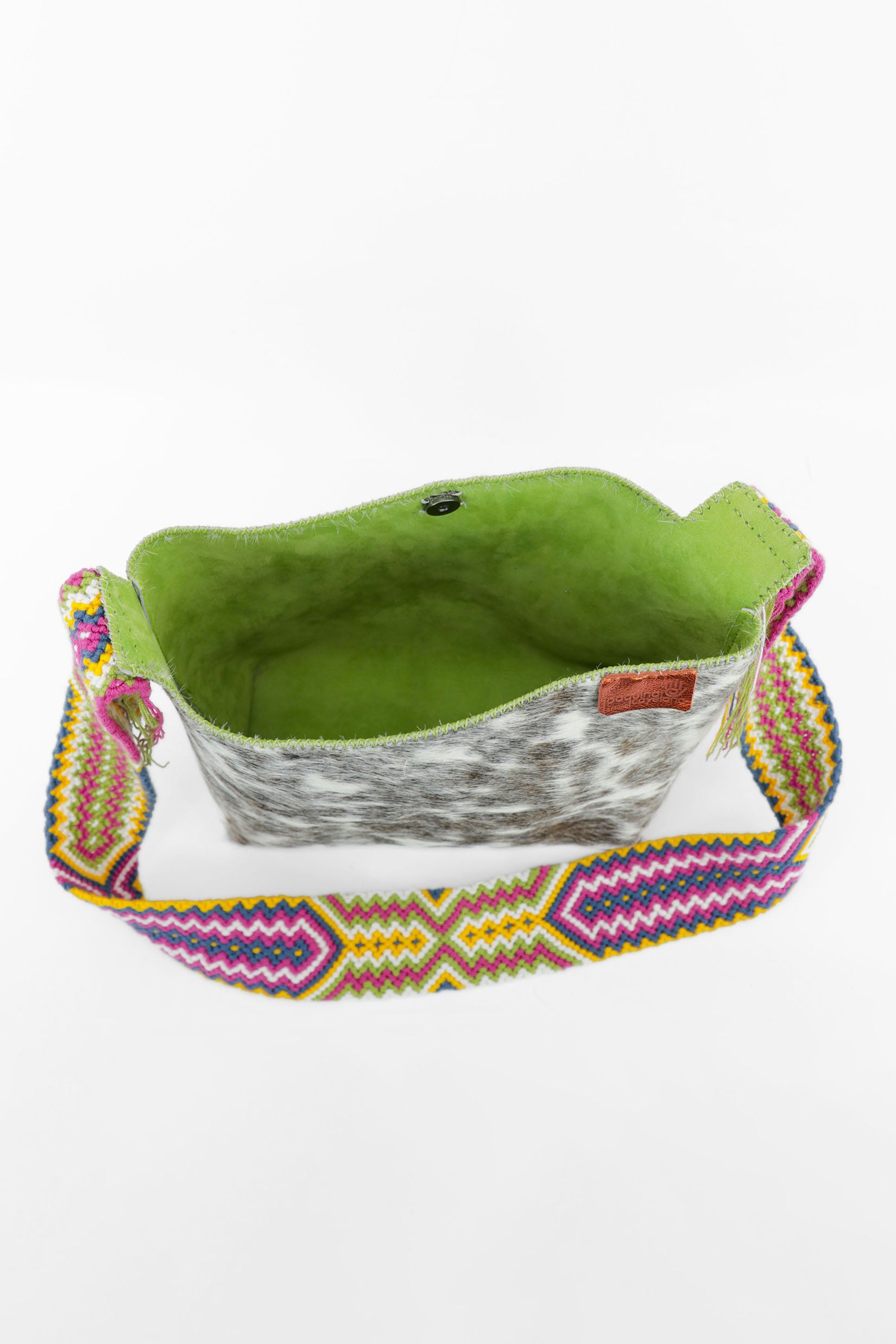 PIAMA TOTE BAG MEDIUM FURRY / BLK&WH - LIME GREEN #210008