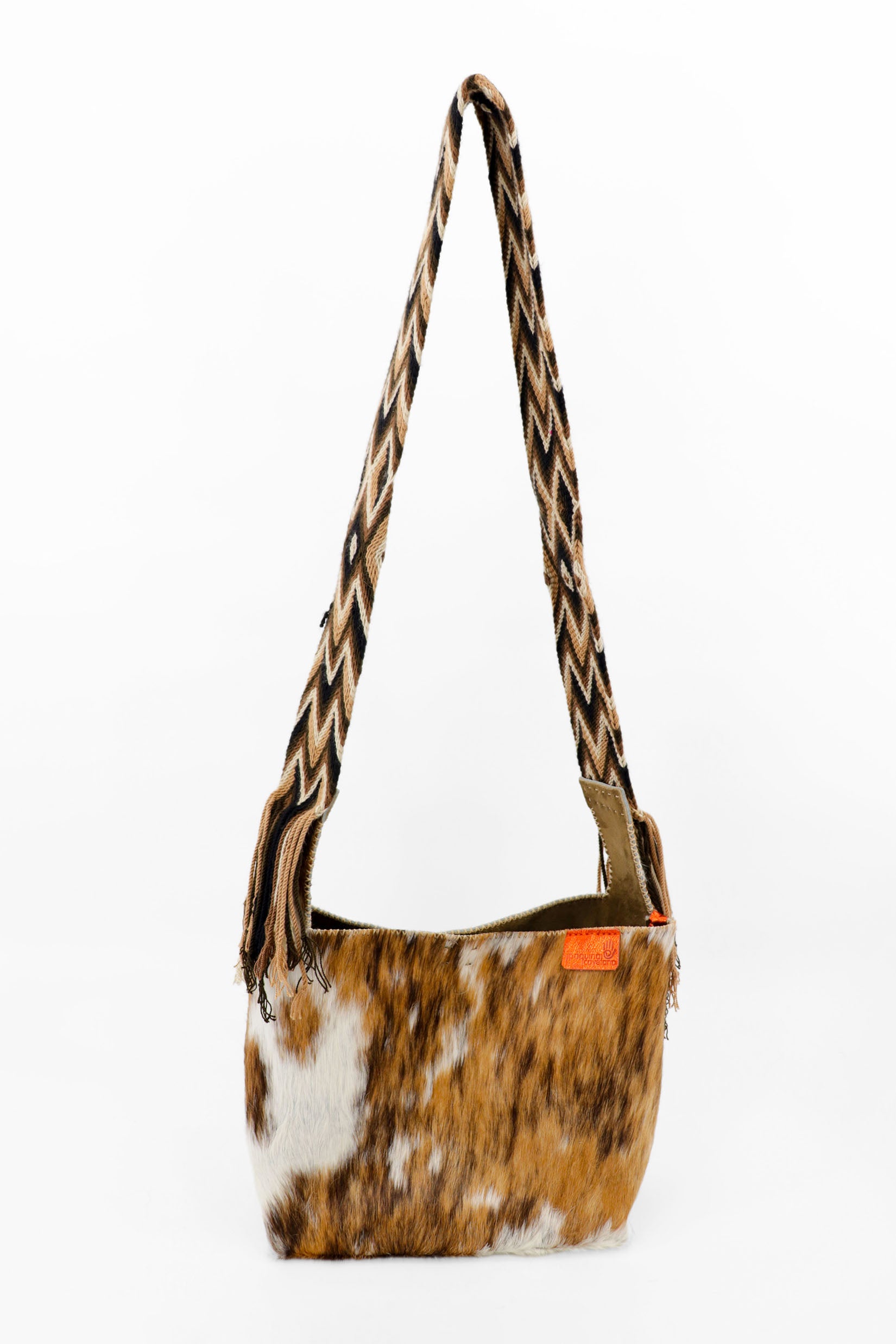 PIAMA TOTE BAG MEDIUM FURRY / BRW&WHI - MED BRW #210015