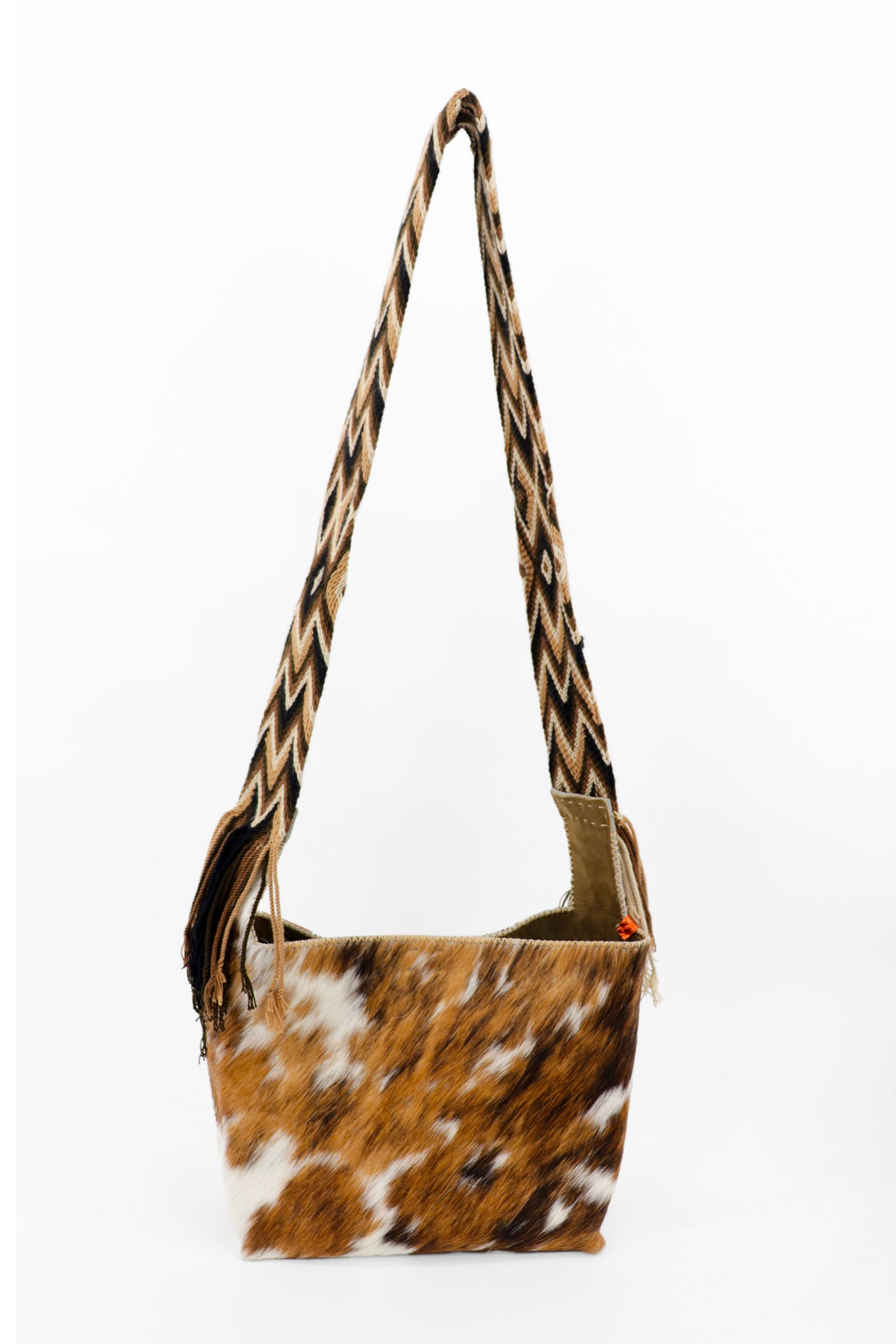 PIAMA TOTE BAG MEDIUM FURRY / BRW&WHI - MED BRW #210015
