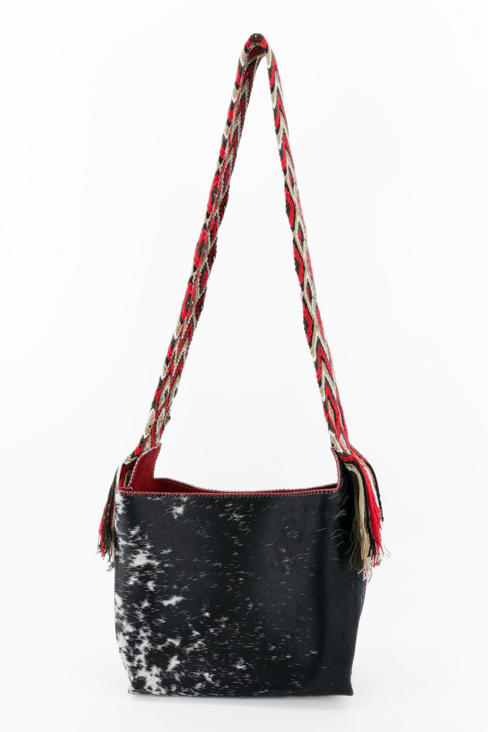 PIAMA TOTE BAG MEDIUM FURRY / CARM-BLK&WH - RED #210006