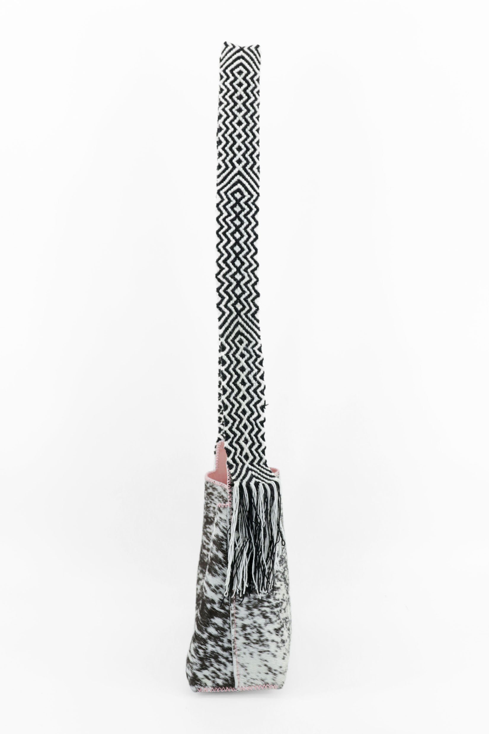 PIAMA TOTE BAG MEDIUM FURRY / BLK&WH - BB PINK #210012