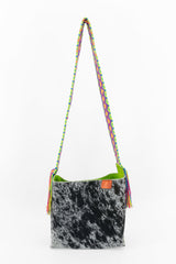 PIAMA MEDIUM LONG FURRY DOTTED BLK&WH - LIME GREEN (210014)