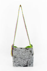 PIAMA MEDIUM LONG FURRY DOTTED BLK&WH - LIME GREEN (210014)