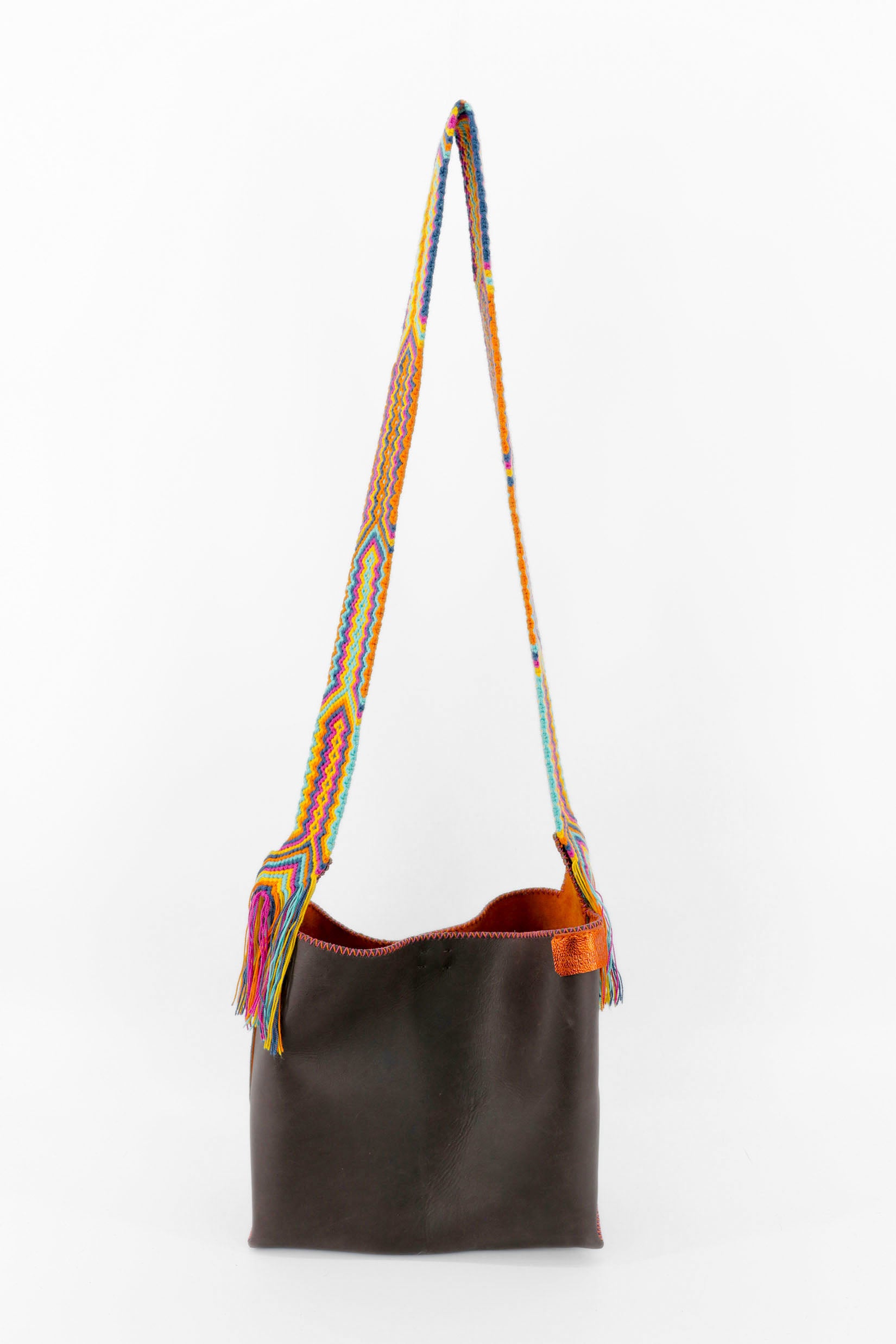 PIAMA TOTE BAG MEDIUM / DRK BRW - ORANGE #200003