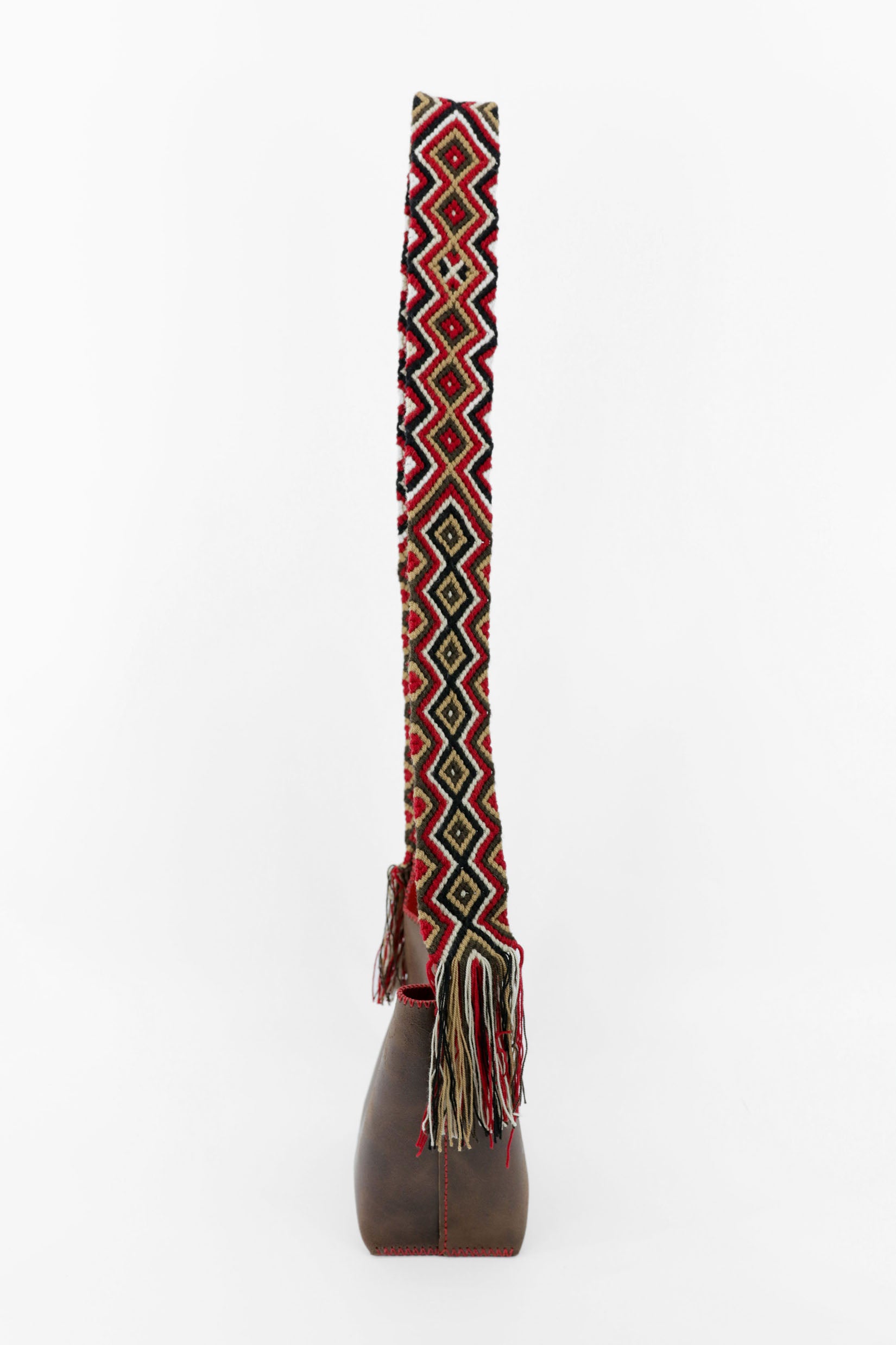 PIAMA TOTE BAG SMALL / DRK BRW - RED #220007