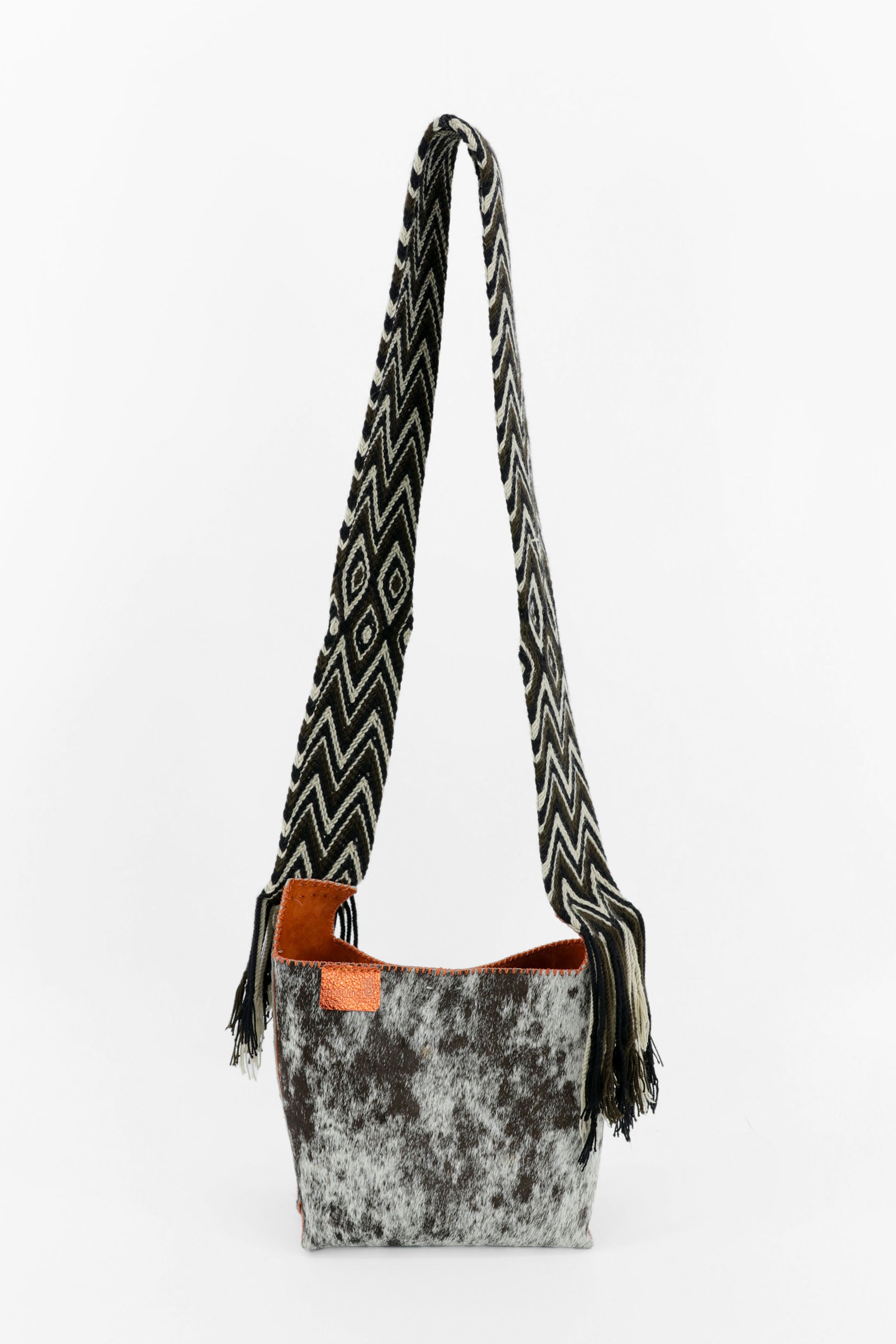 PIAMA TOTE BAG SMALL FURRY / DRK BRW&WH - ORANGE #230009