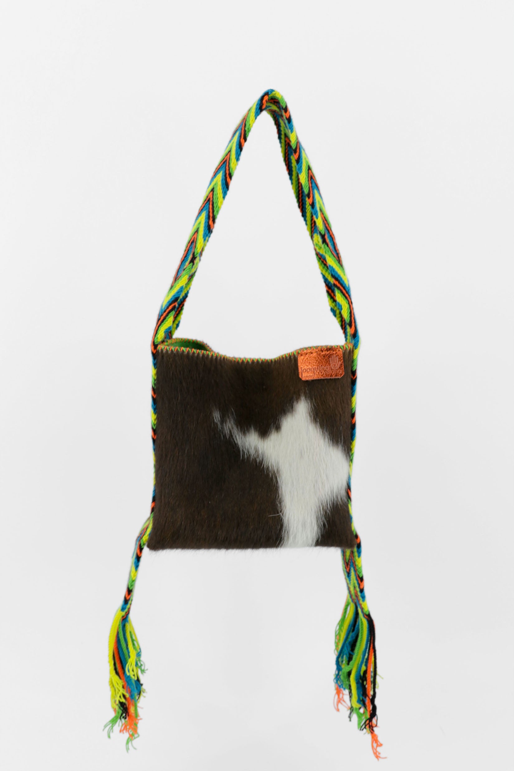 PIAMA TOTE BAG SMALL FURRY / DRK BRW&WH - GRASS GREEN #250007